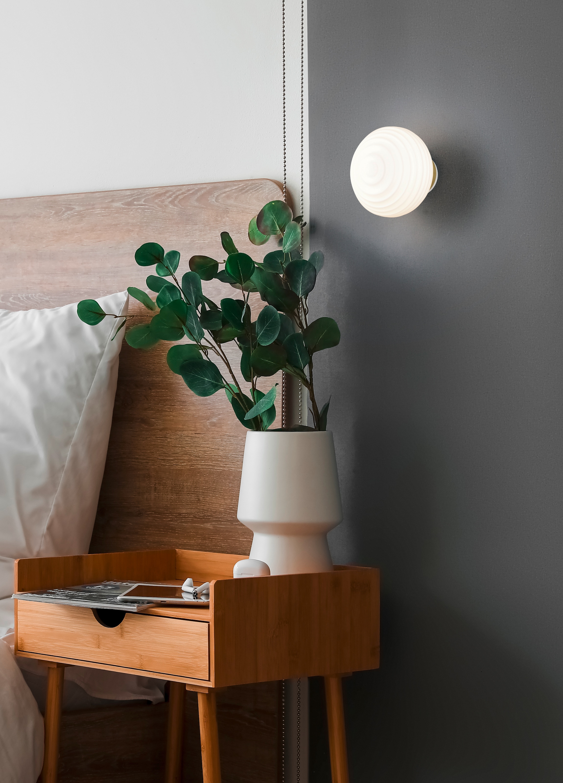 REALITY Leuchten LED Wandleuchte »EARL, runde Akku Wandlampe mit Touchdimmer, USB-Anschluss Ø 15,5cm« LED-Board 1 Stk. Warmweiß Akku Wandlampe Glasschirm, einfache Wandbefestigung, Tiefe 15 cm