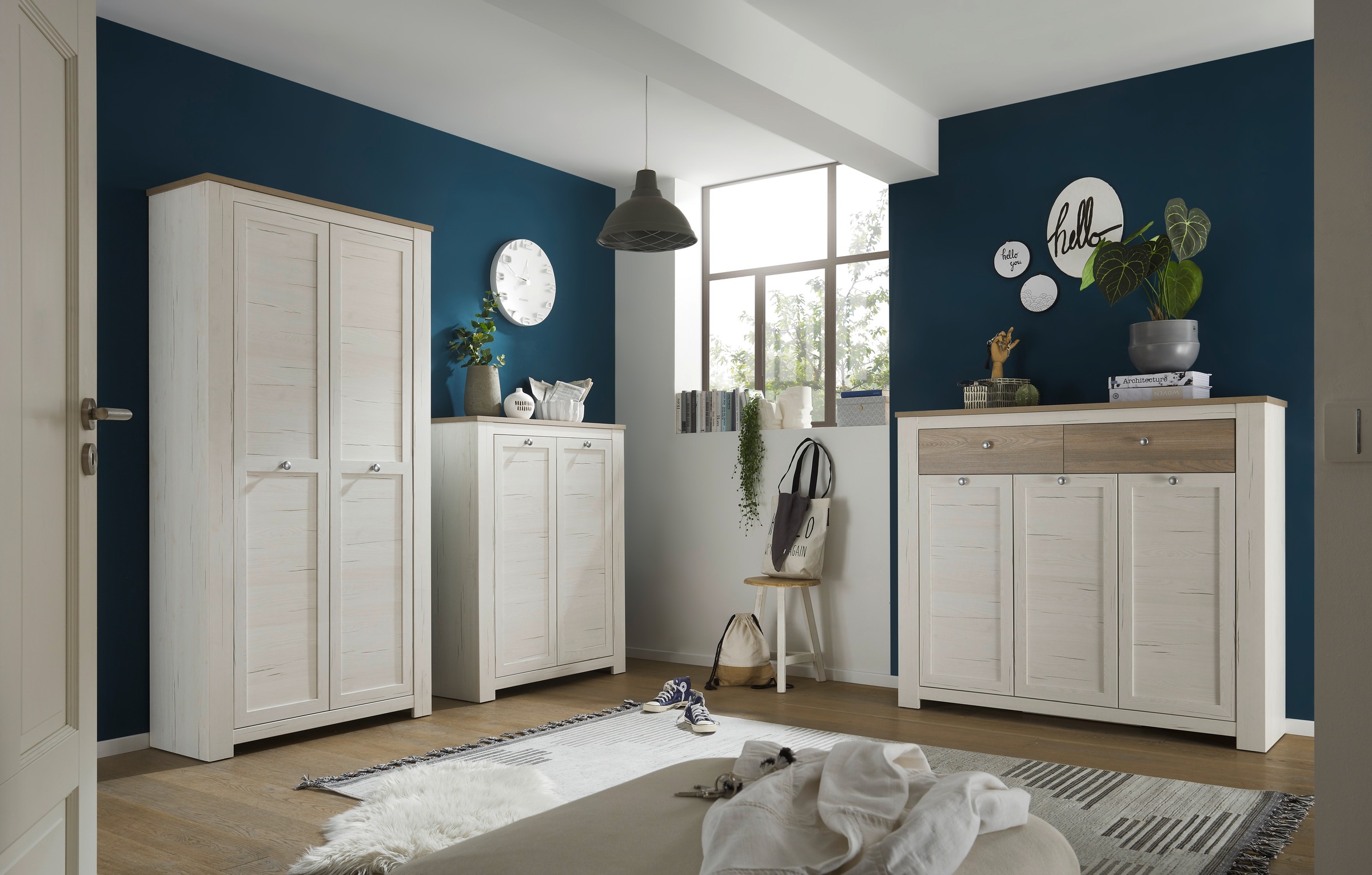HBZ Schuhschrank »Brixen im Landhaustil, BxHxT 98x195x38 cm«, (1 St.), Schuhschrank mit 2 Türen, 7 Einlegeböden, fester Boden