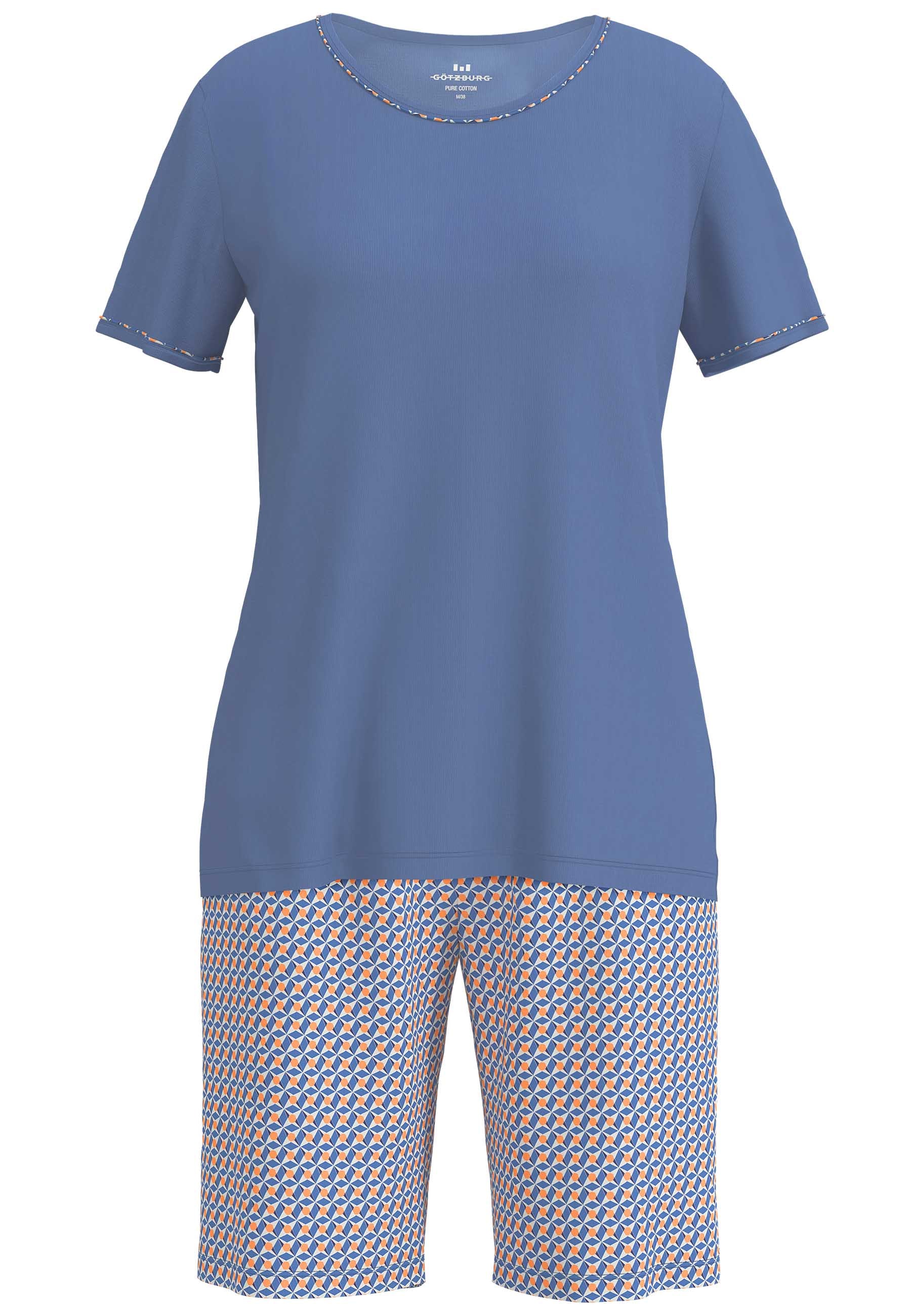 GÖTZBURG Shorty mit Muster, kurz, Rundhalsausschnitt, Baumwolle