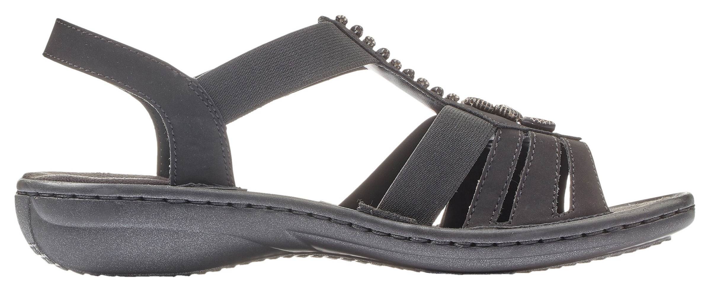 Rieker Riemchensandale, Sommerschuh, Sandalette, Keilabsatz, mit schöner Verzierung