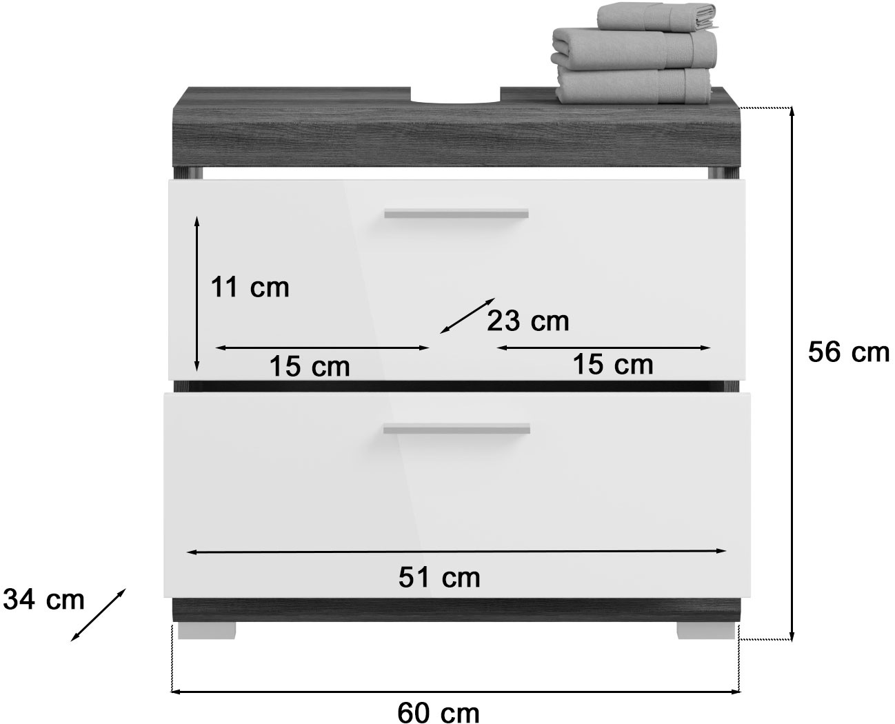 INOSIGN Badmöbel-Set »Siena, 4 teilig, bestehend aus:«, (Set, 3 St.), Waschbeckenunterschrank, Spiegel, Unterschrank, Hängeschrank