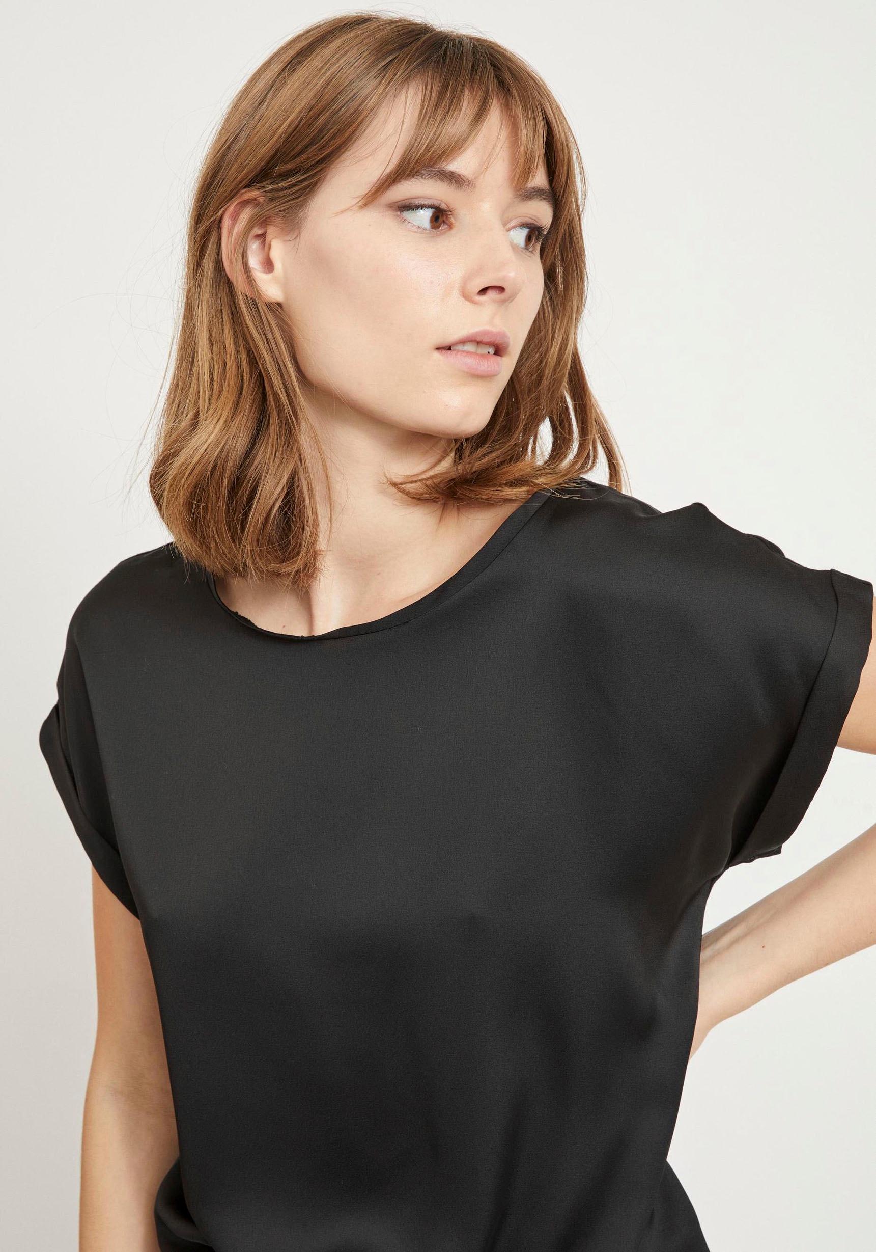 Vila Shirtbluse »VIELETTE«, Vorderteil aus glänzendem Satin