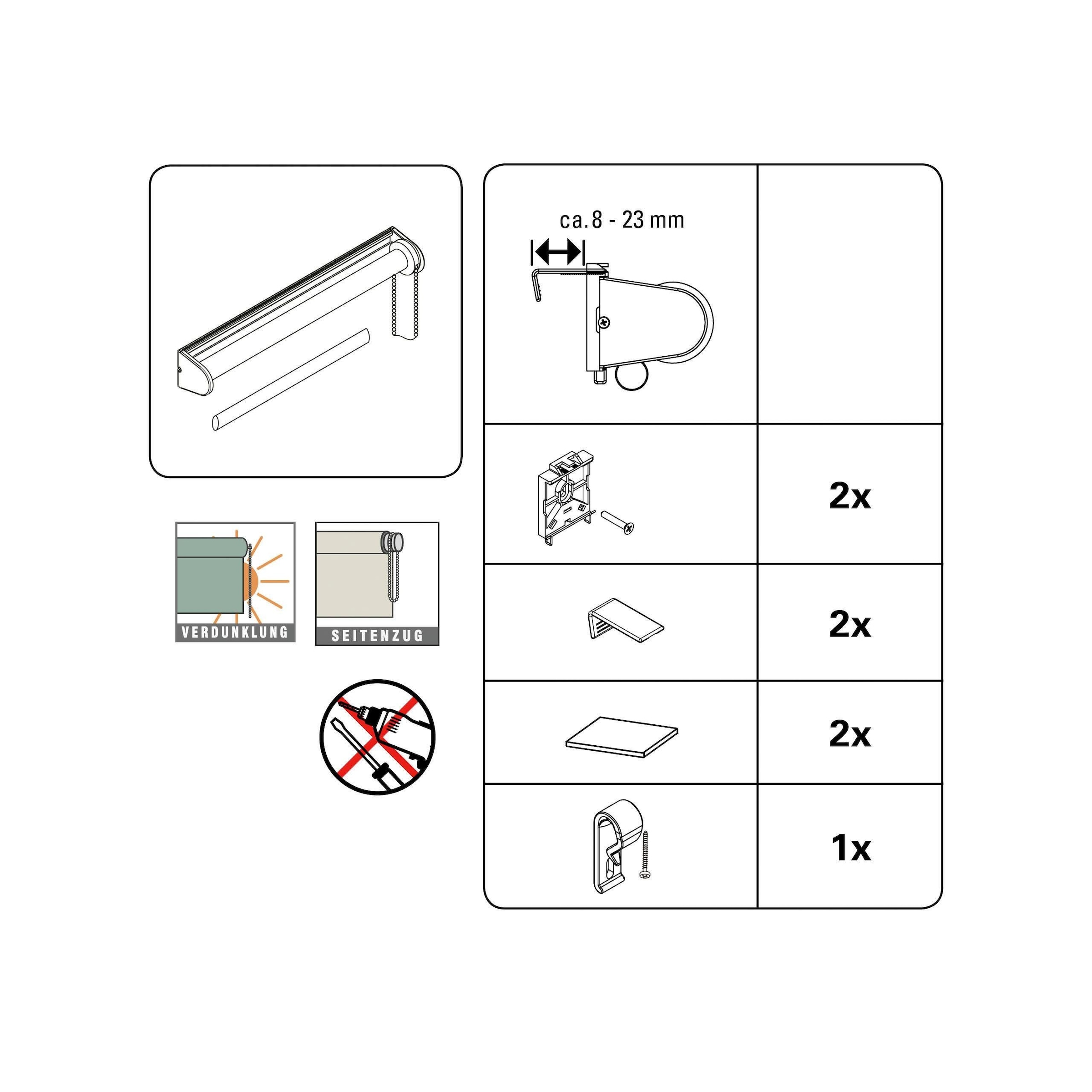 WOHNIDEE-Kollektion Seitenzugrollo »Rollo Verdunklung«, verdunkelnd, Sichtschutz-Verdunkelung, mit Bohren/ohne Bohren, freihängend, Klebemontage / Schraubmontage möglich