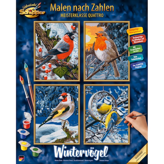 Schipper Malen nach Zahlen »Meisterklasse Quattro - Wintervögel«, Made in  Germany bei