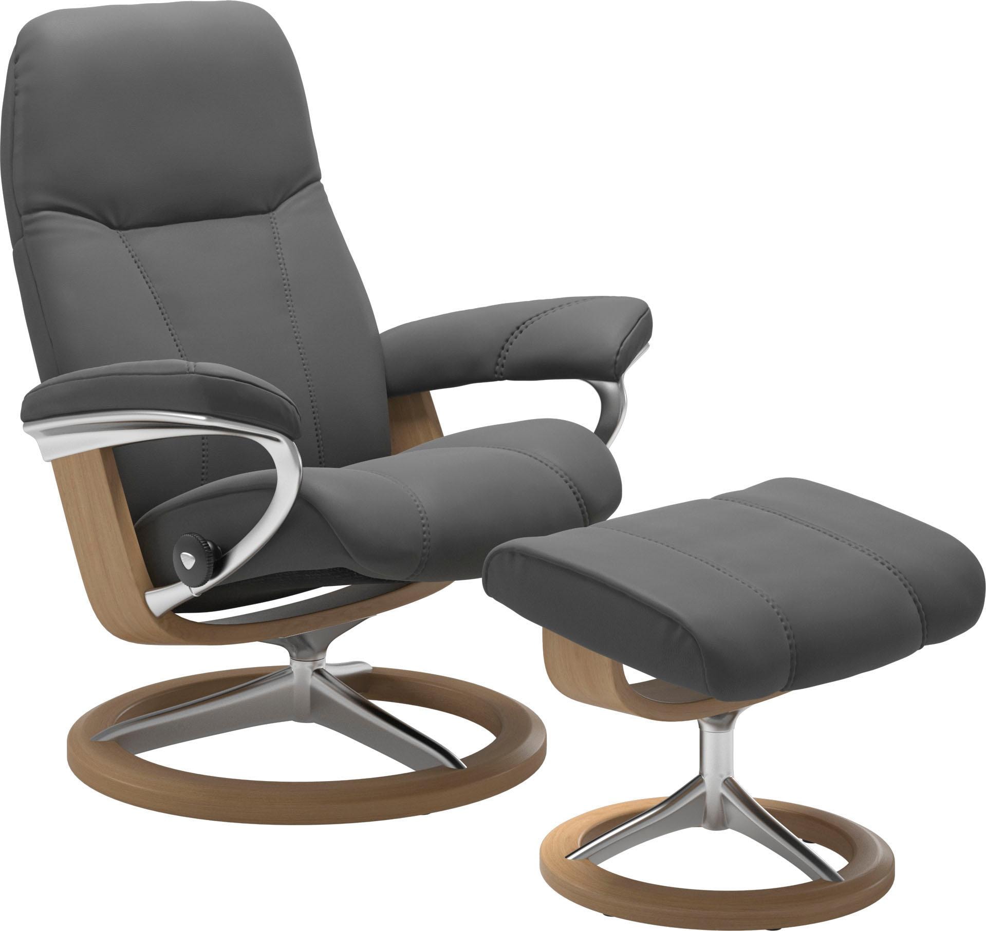 Stressless® Relaxsessel »Consul« Set, Relaxsessel mit Hocker,  mit Hocker, mit Signature Base, Größe S, Gestell Eiche