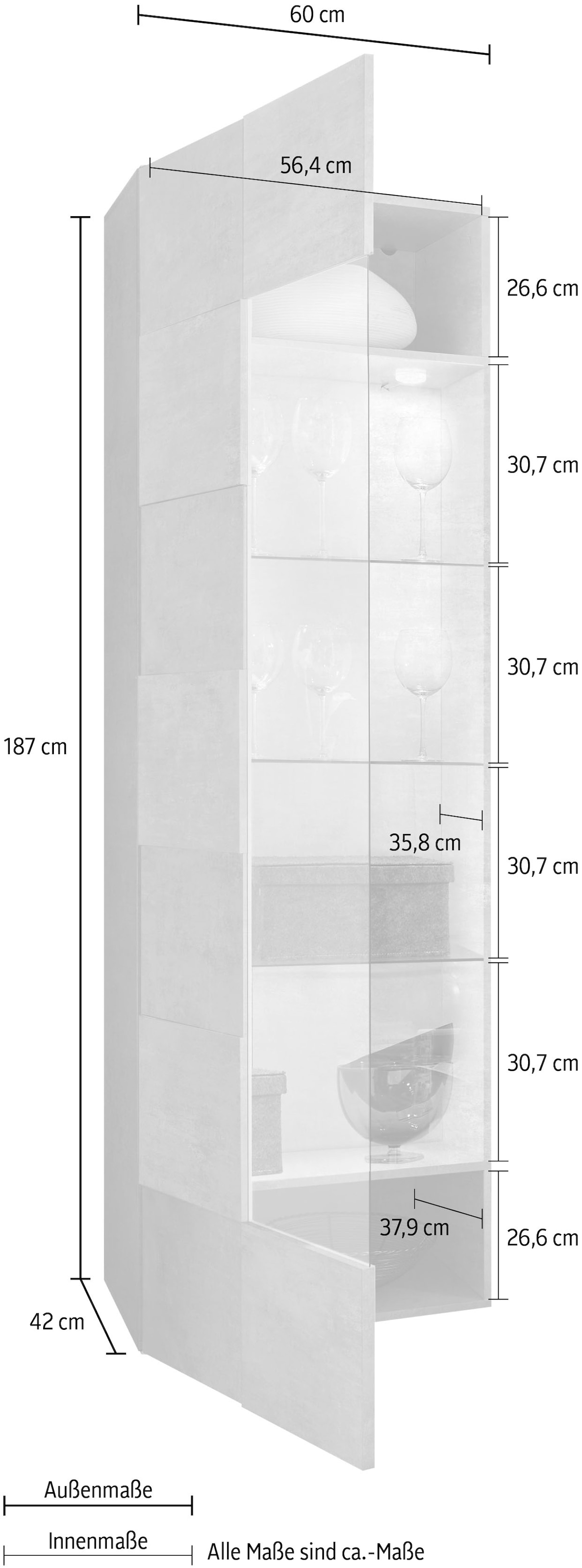 Vitrine«, bestellen auf grifflos Rechnung Vitrine LC »Dama