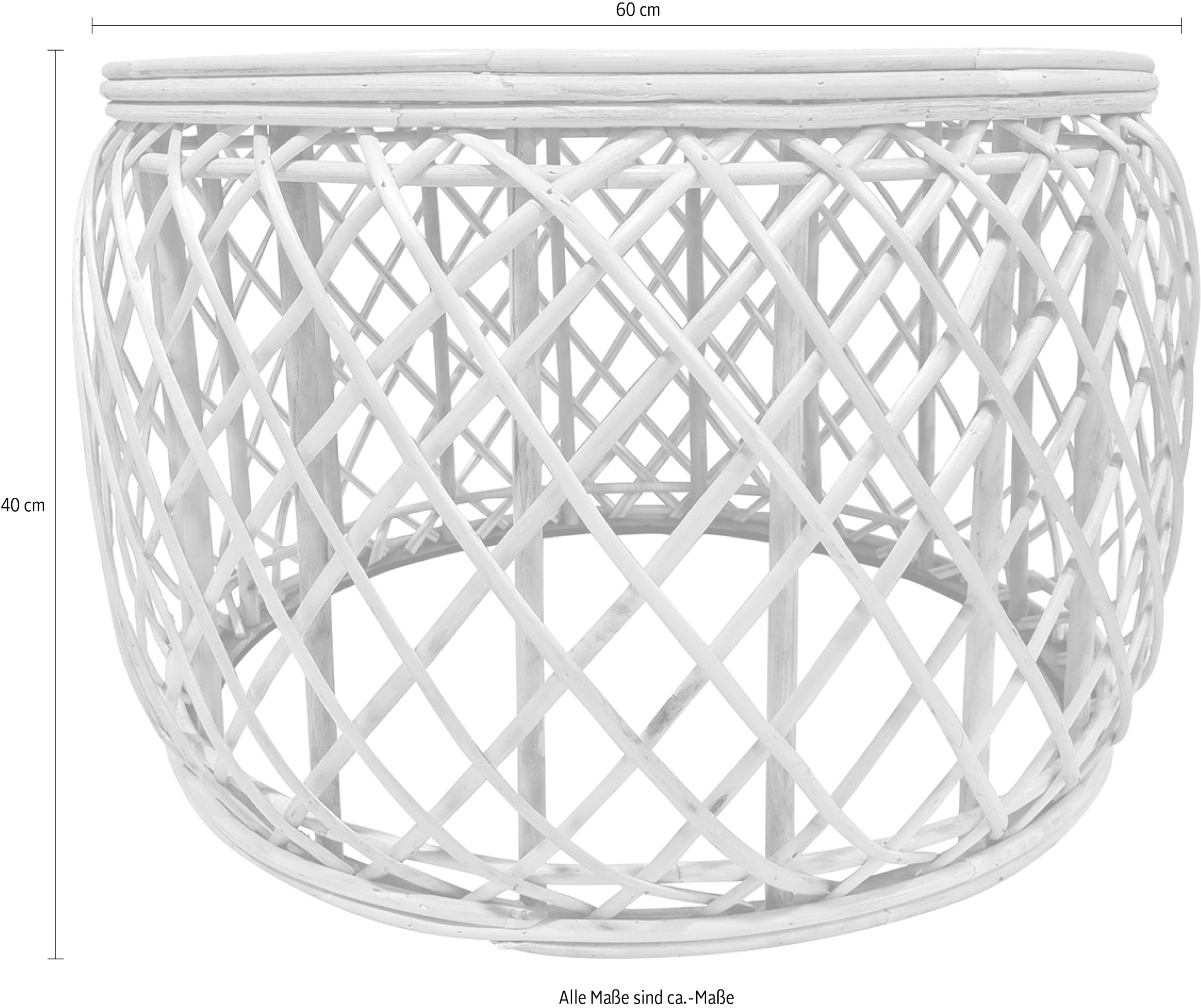 Kayoom Beistelltisch »Rattan Tisch Massa 125, Beistelltisch mit Hingucker-Qualität«, (1 St.), Bohostyle, Handgemacht, Naturmaterial, zeitlose Erscheinung