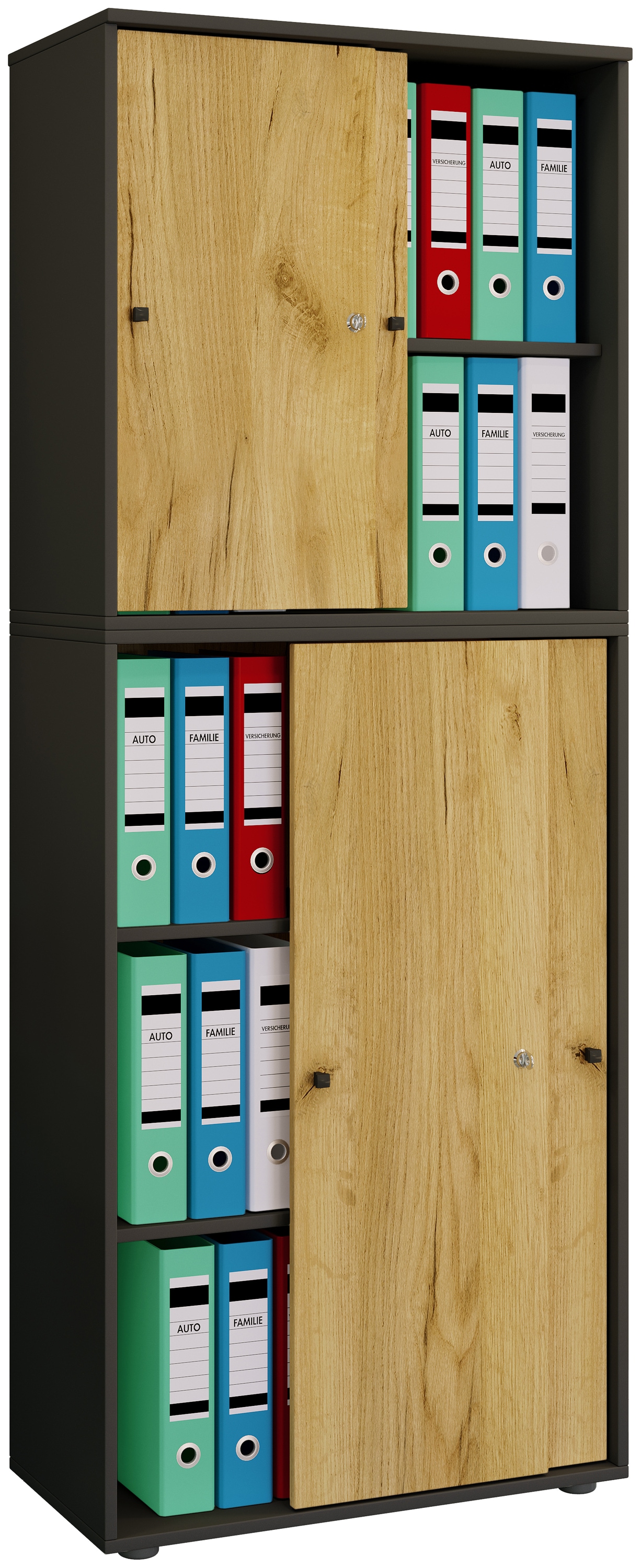 VCM Aktenschrank »Büroschrank Aktenschrank Schiebetüren Lona 5fach« 1 Stk. tlg.