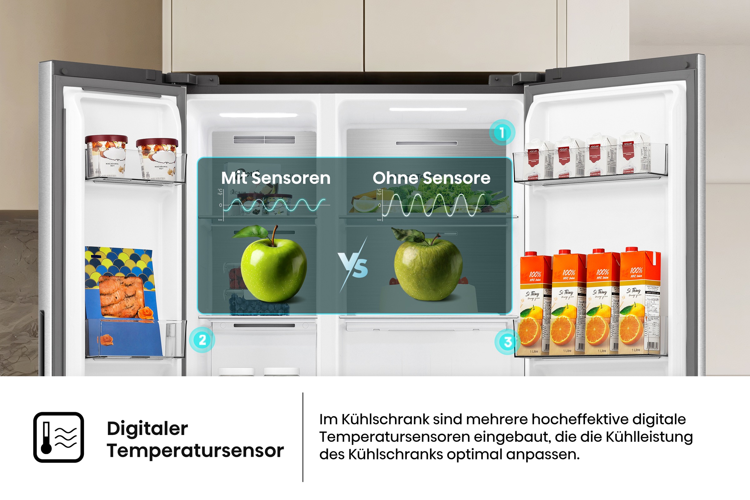 Hisense Side-by-Side »RS3P538NAIE« 178,6 cm hoch 91,1 cm breit einfacher Side by Side mit Premium-Ausstattung