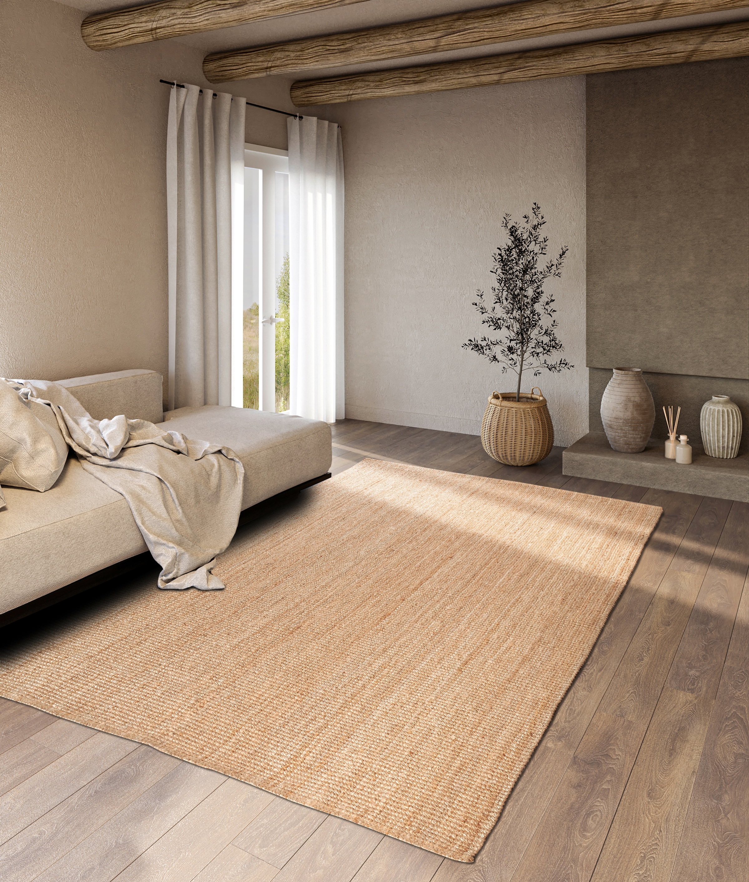 Villeroy & Boch Teppich »Rosalie«, rechteckig, Jute, Natur, Wohnzimmer, Esszimmer, Schlafzimmer, Flur, Modern, Boho