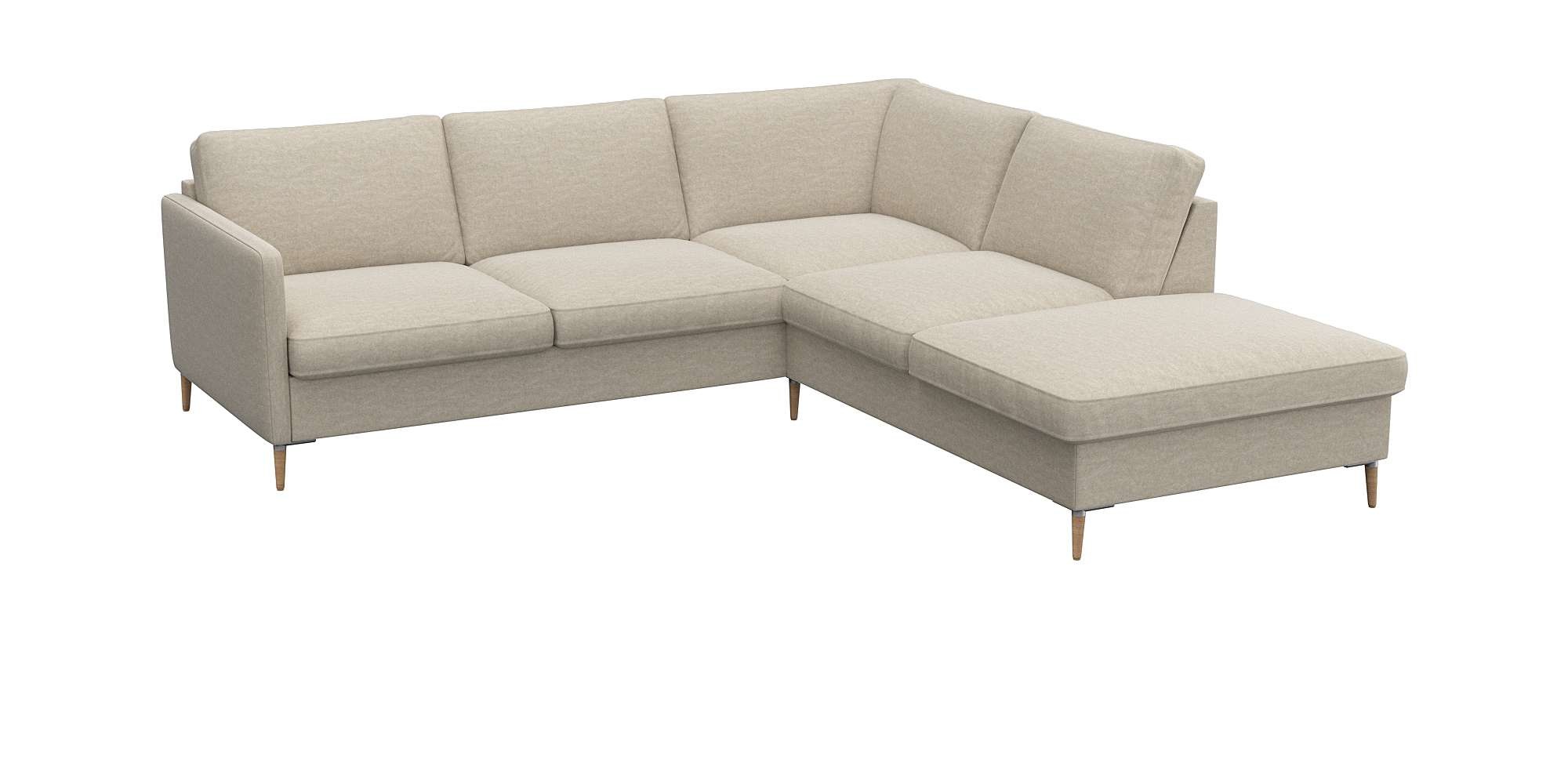 FLEXLUX Ecksofa »Fiore, L-Form, super bequem durch Kaltschaum im Sitz«, schmale Armlehnen, Füße Alu/Eiche, B/T 234/225 cm