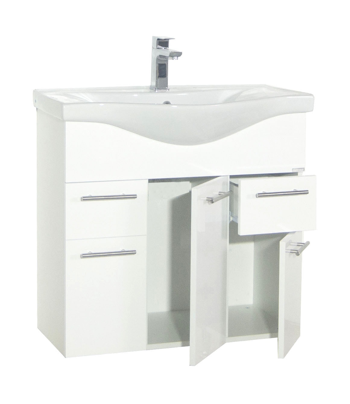 VCM Waschbeckenunterschrank »VCM 2-tlg. Waschplatz Waschtisch Badmöbel Set Waschbecken Schubladen Drehtüren Lisalo XL«, (2 St.)