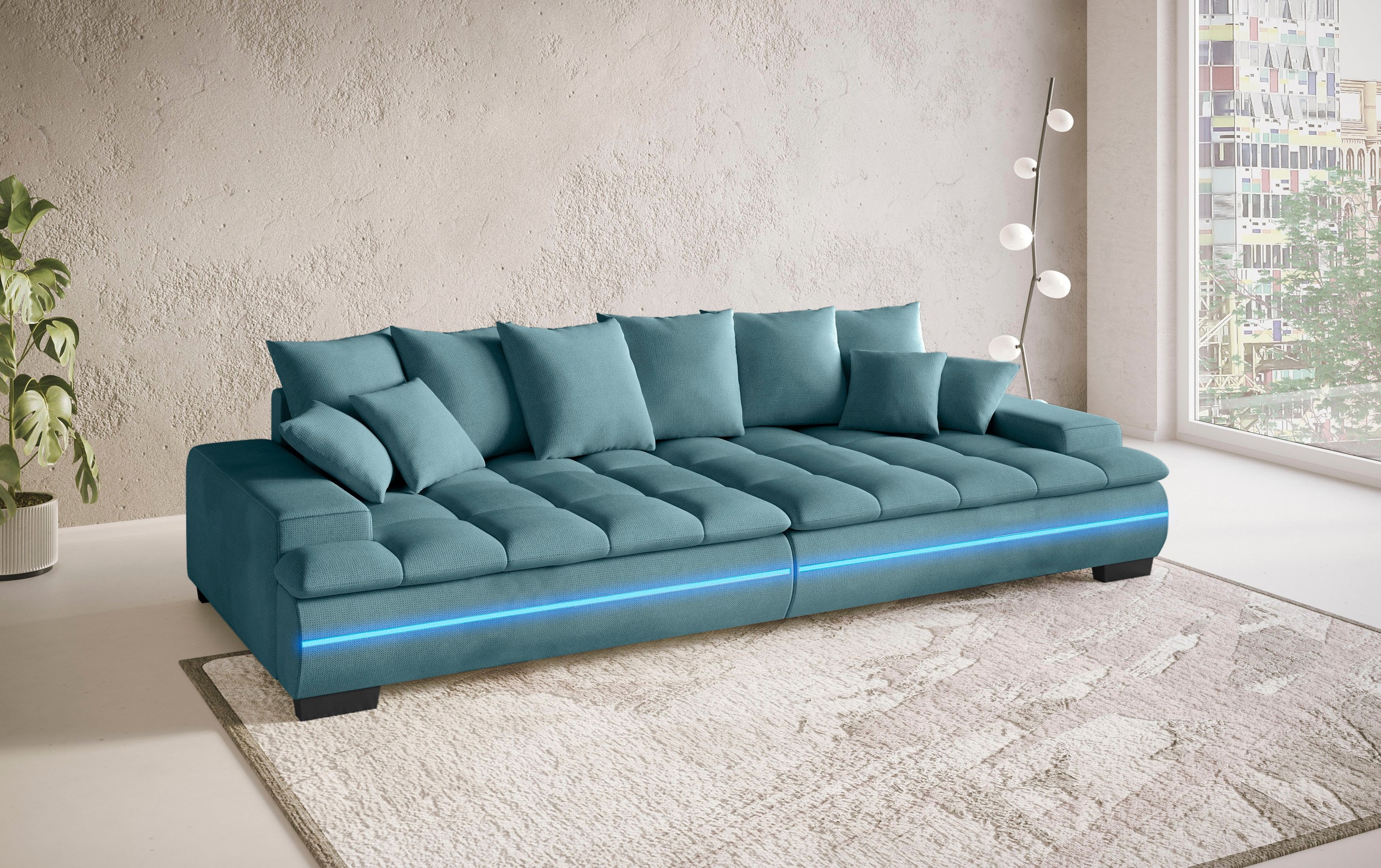 Mr. Couch Big-Sofa »Haiti II«, RGB-LED Beleuchtung, Kaltschaumpolsterung, bis 140 kg belastbar