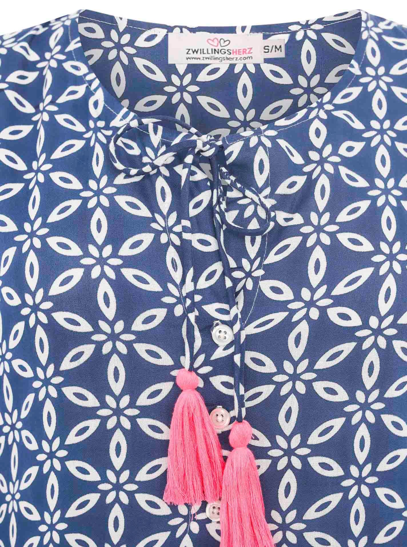 Zwillingsherz Sommerkleid »"Stargazing"« mit Muster, langen Ärmeln und Tasseln