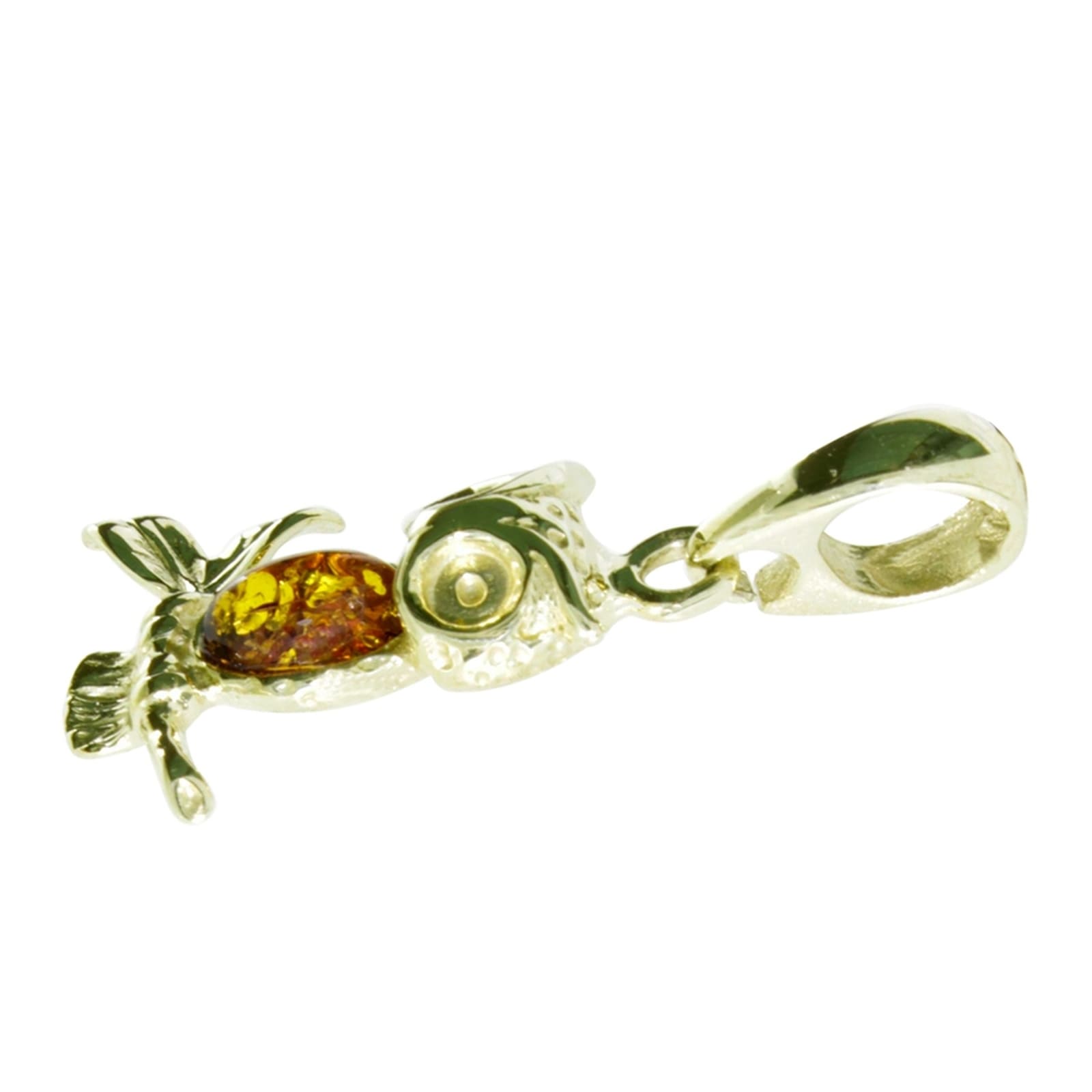 OSTSEE-SCHMUCK Kette mit Anhänger »- Eule - Silber 925/000, vergoldet - Bernstein«