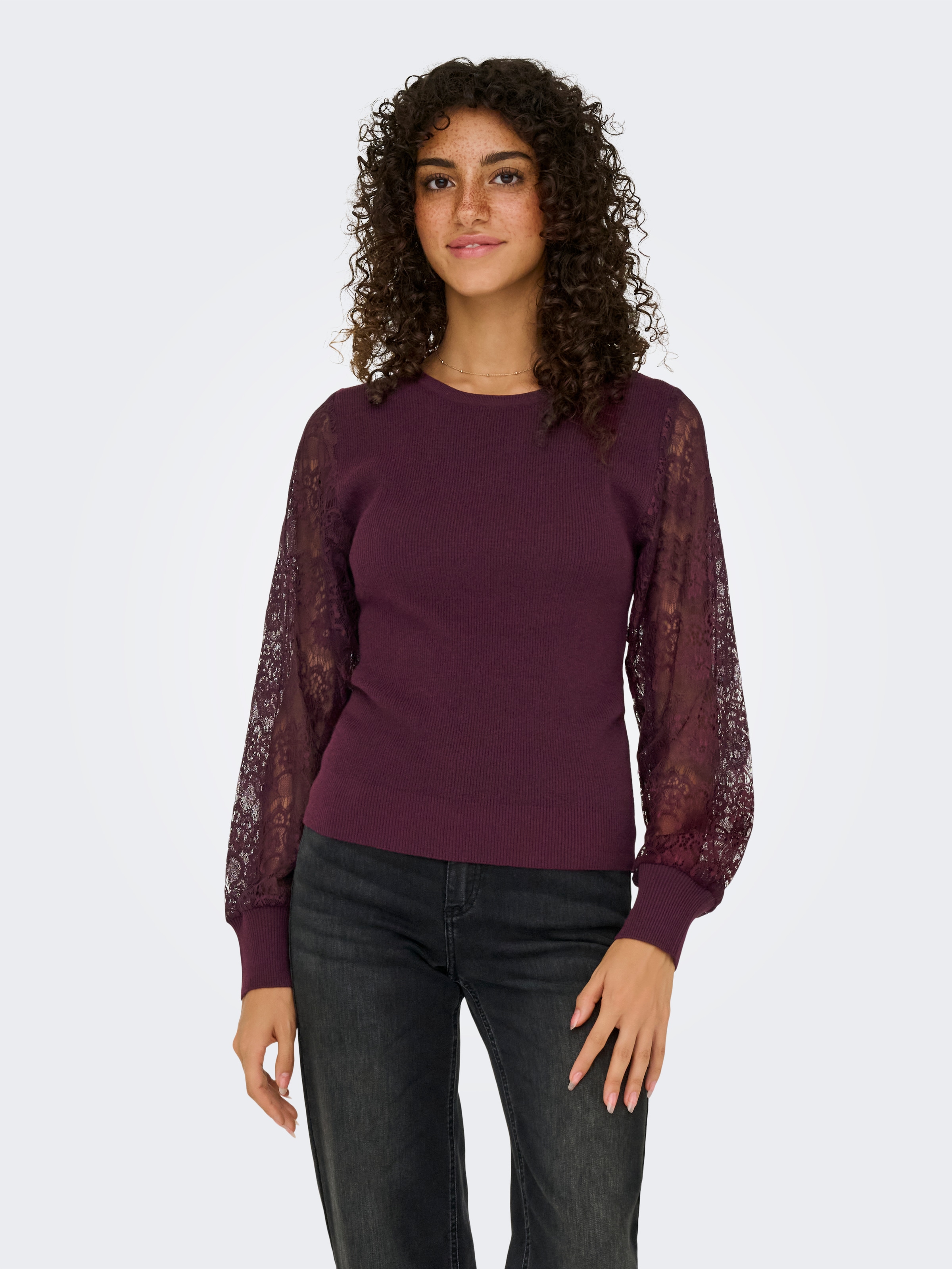 ONLY Rundhalspullover »ONLPERRY LIFE LS MIX O-NECK KNT«