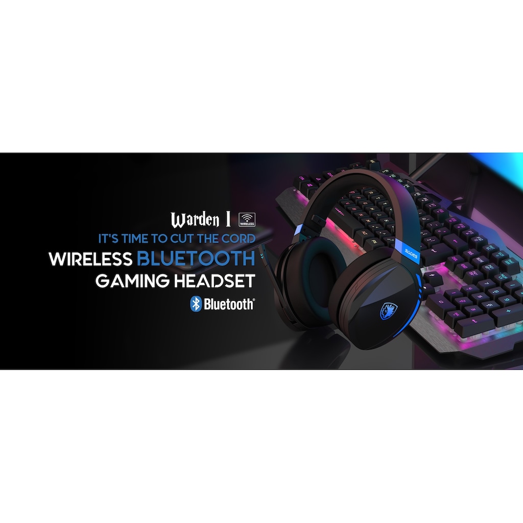 Sades Gaming-Headset »SADES Warden I SA-201 Gaming Headset, Wireless, schwarz/blau, USB«, Rauschunterdrückung