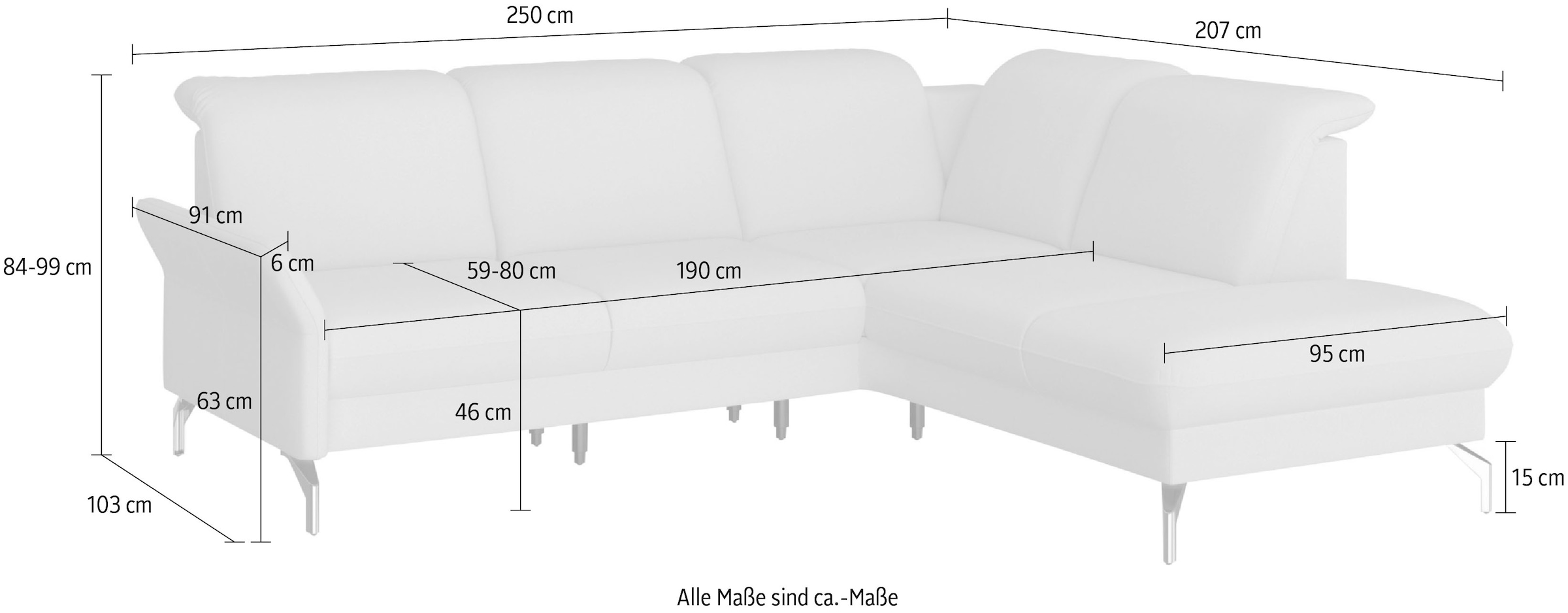 sit&more Ecksofa »Fashion L-Form«, wahlweise mit Kopfteilverstellung und Vorziehsitz, motorisch