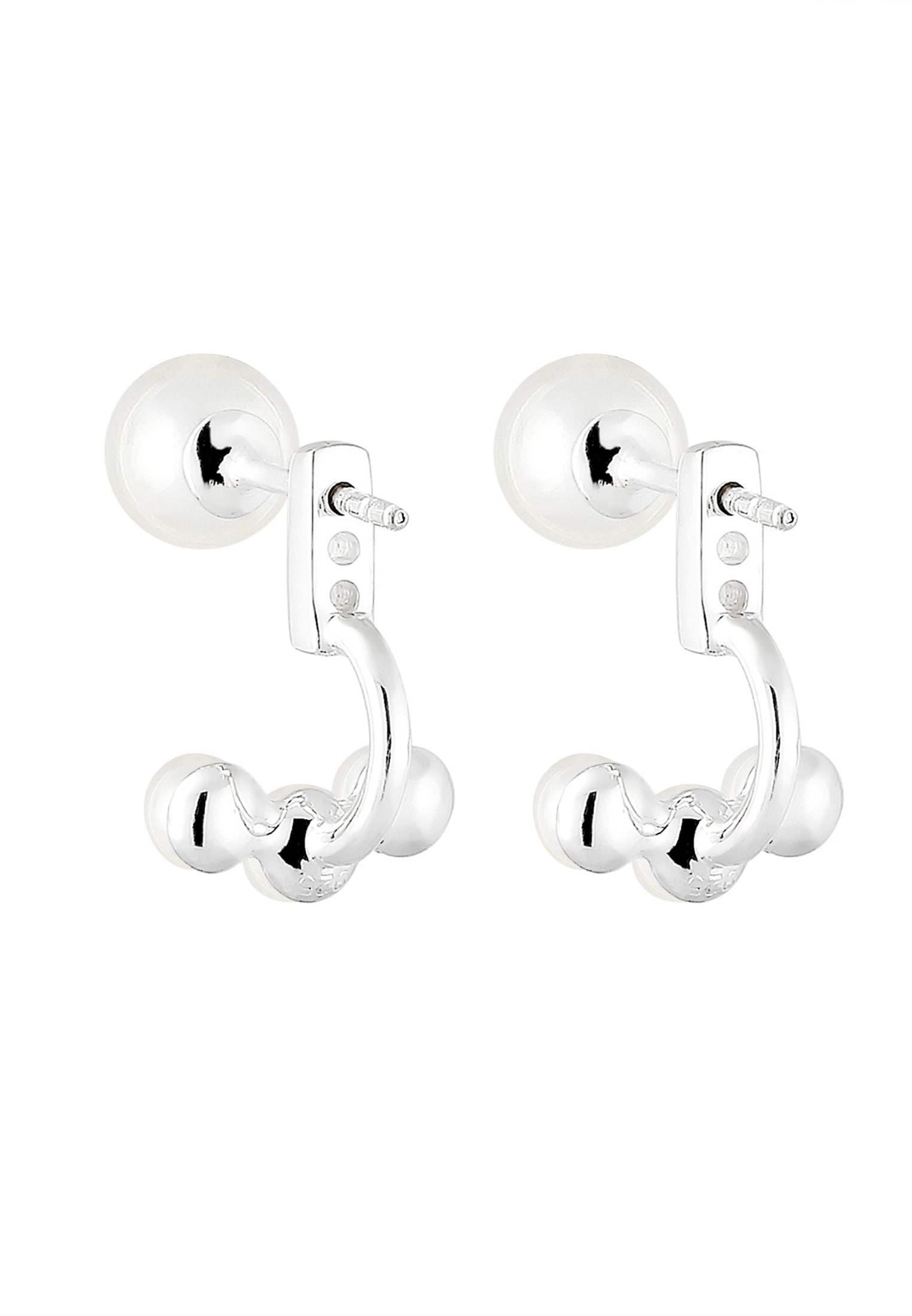 Elli Paar Ohrstecker »Ohrringe Ohrstecker Ear Jacket Süßwasserzuchtperle Weiß 925 Sterling Silber«