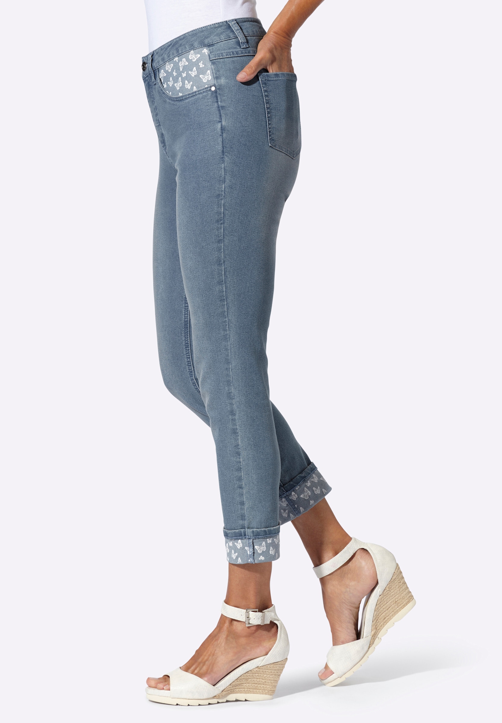 Sieh an! Bequeme Jeans »7/8-Jeans 7/8-Jeans mit Schmetterlings-Einsätzen«