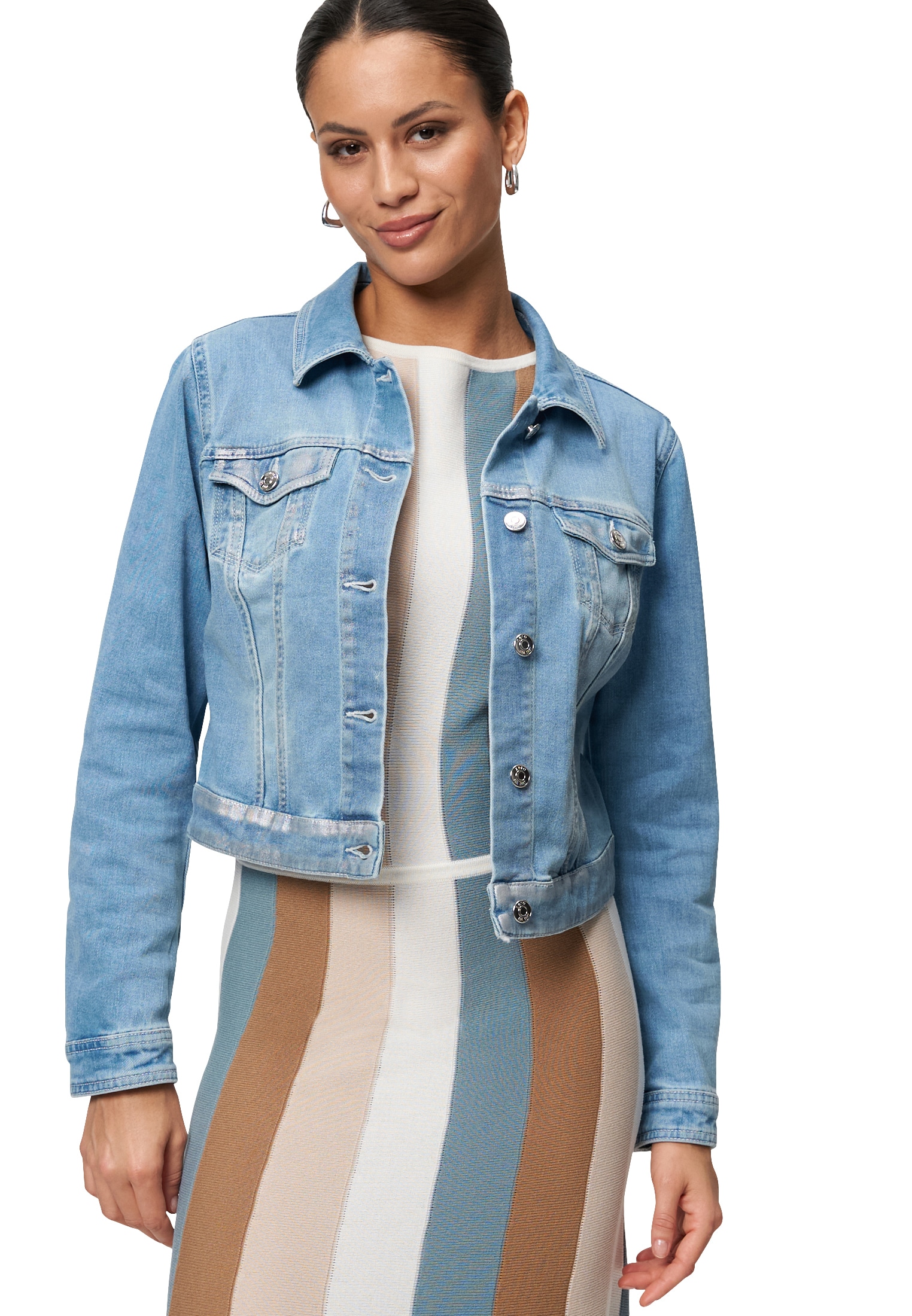 Zero Jeansblazer »Jeansjacke blau mit Knopfleiste«