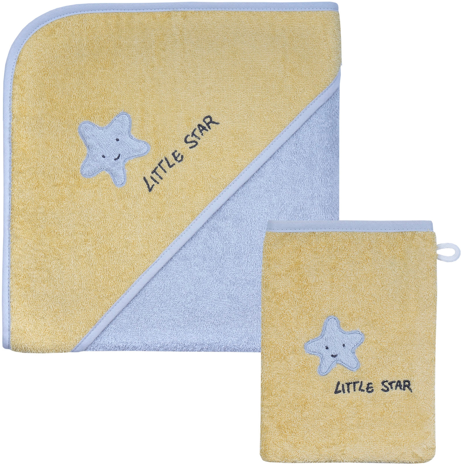 Handtuch Set »Little Star Kapuzenbadetuch 100/100 mit Waschhandschuh«, (Spar-Set, 2...