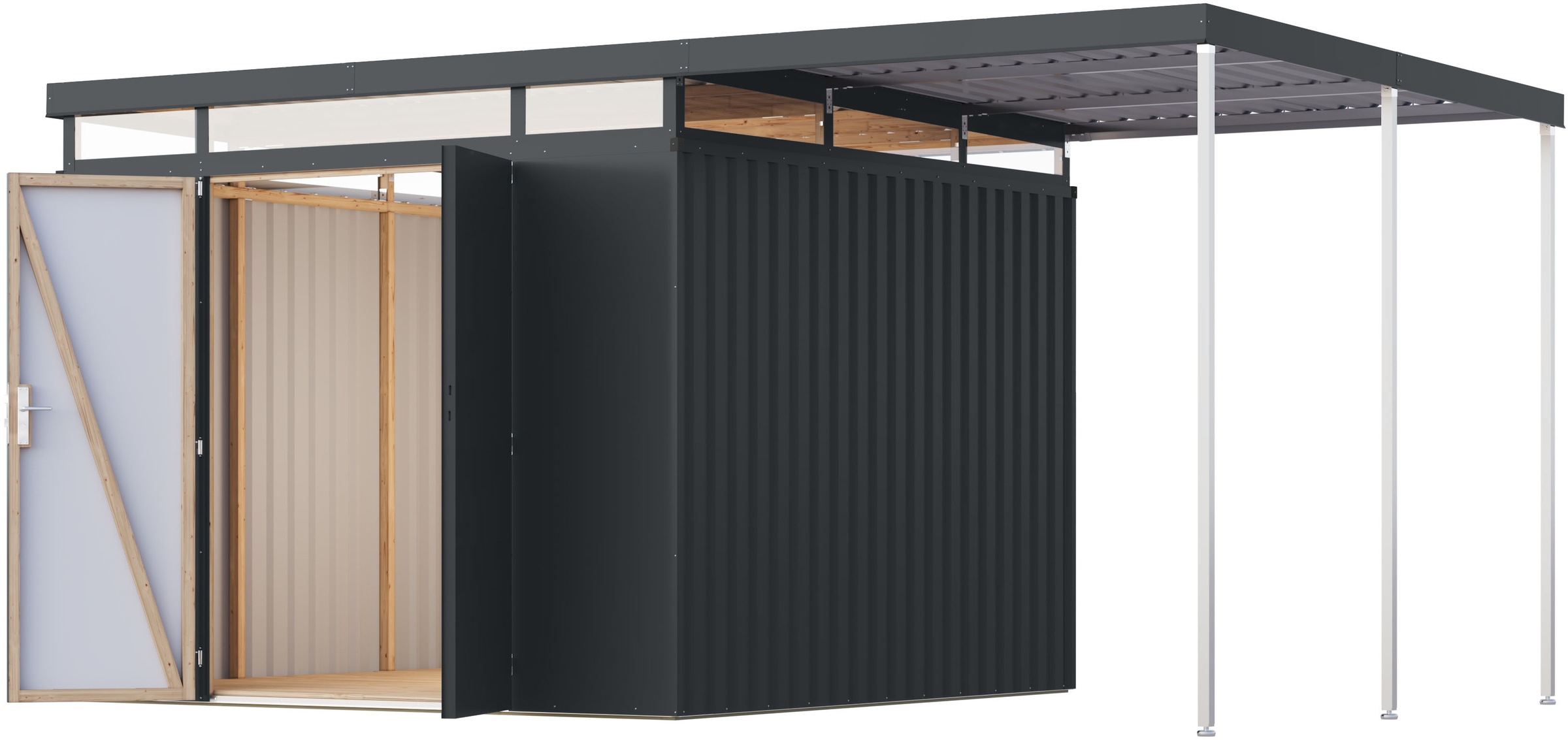 Karibu Gerätehaus »Titanium 3,5 SET mit Anbaudach« Made in Germany