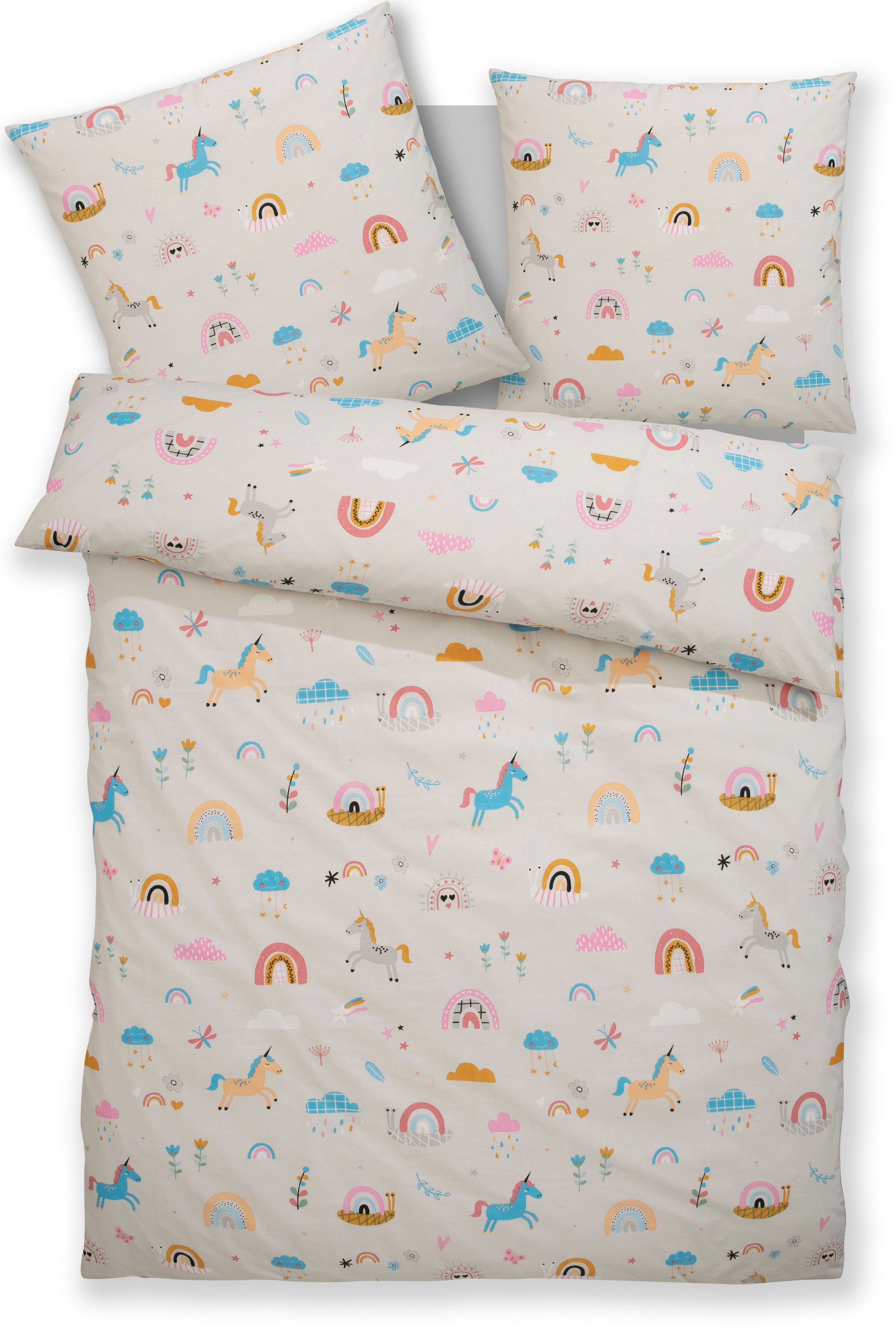 Lüttenhütt Kinderbettwäsche »CUDDLEE«, in vielen Designs: Dino,Einhorn,Weltraum,Baustelle,Herz,Trecker