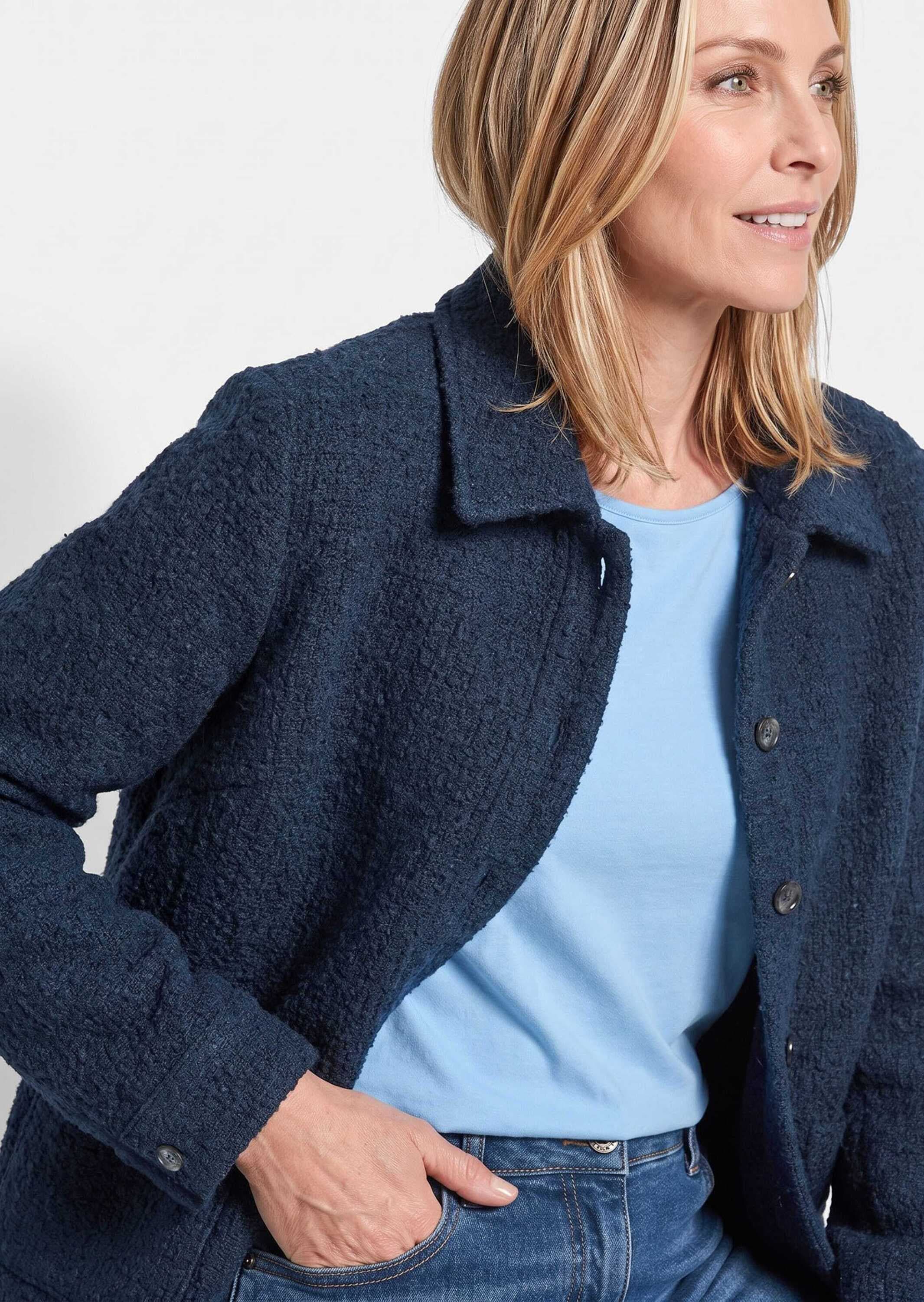 GOLDNER Jackenblazer »Hemdjacke in Bouclé-Optik« aufgesetze Taschen am Vorderteil