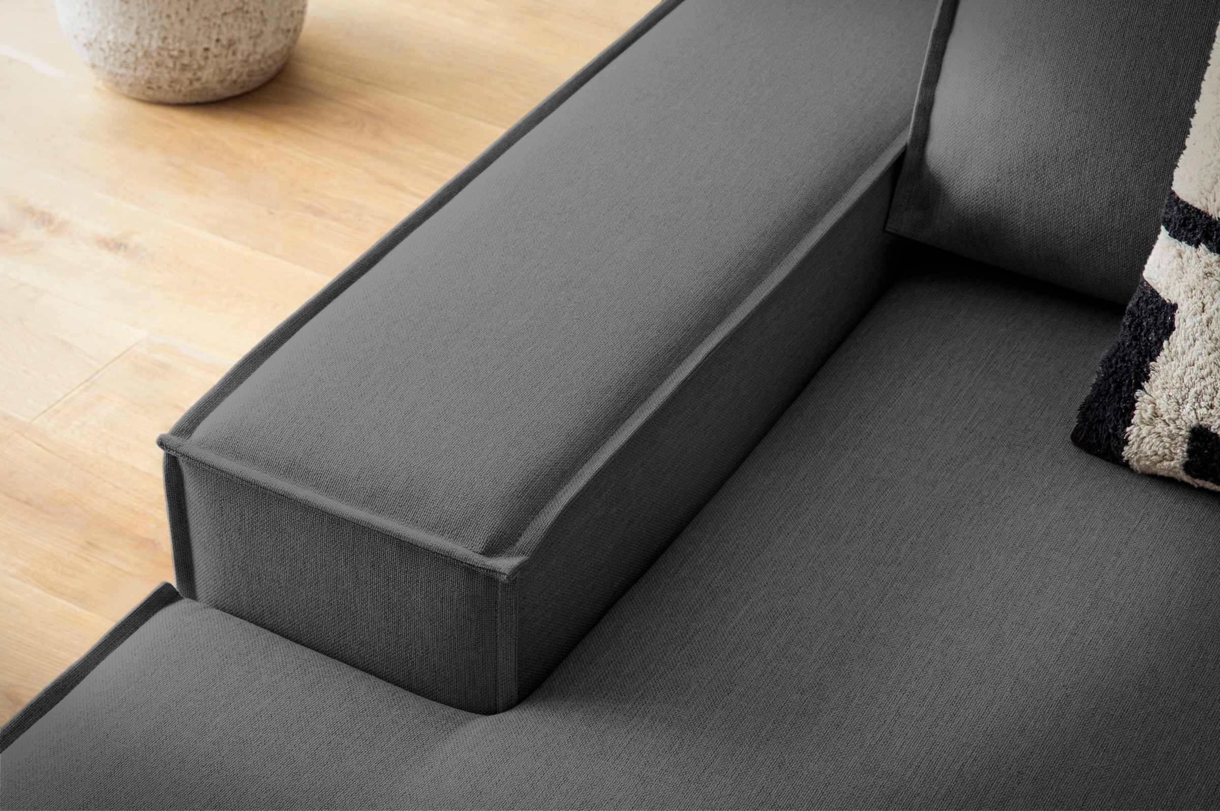 Home affaire Ecksofa »SHERWOOD, Schlafsofa in L-Form offen (275cm), Cord, Leinenoptik«, Schlaffunktion und Bettkasten, Kedernaht, hoher Sitz- & Liegekomfort