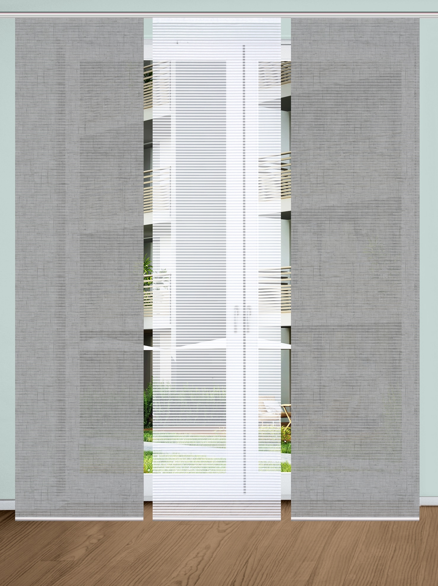 HOME in green Schiebegardine »ESTRA« Paneelwagen 3 Stk. tlg. SET DIGITALDRUCK,BAMBUSOPTIK RECYCELT