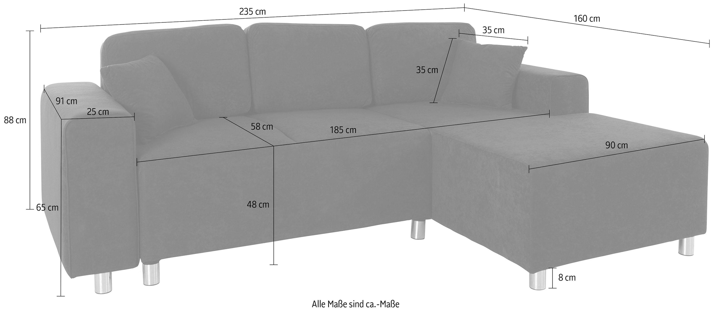Guido Maria Kretschmer Home&Living Ecksofa »Györ«, L-Form, wahlweise mit Bettfunktion und Bettkasten incl. 2 Zierkissen