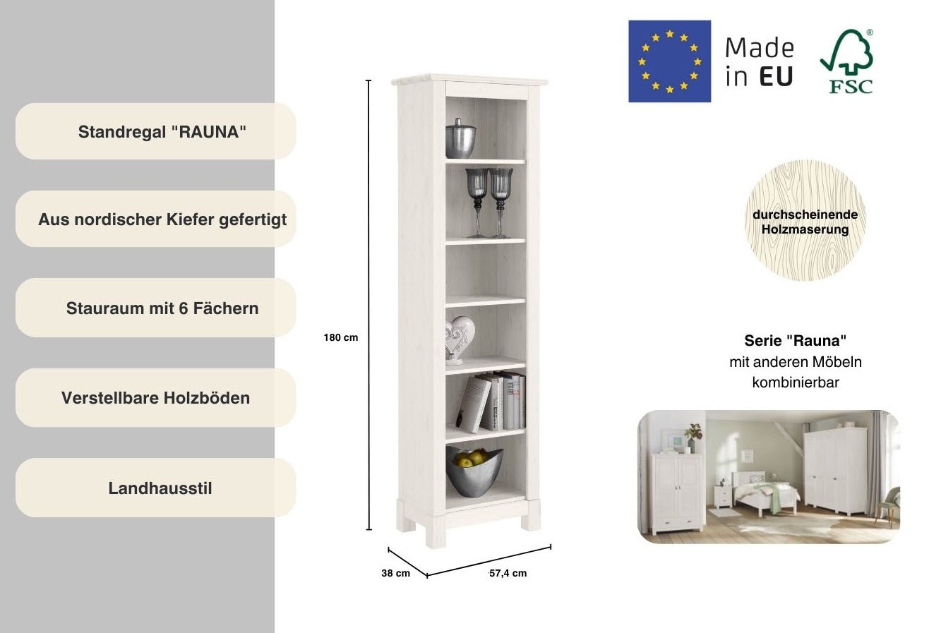 Home affaire Standregal »Rauna«, Höhe 180 cm, aus massiver Kiefer