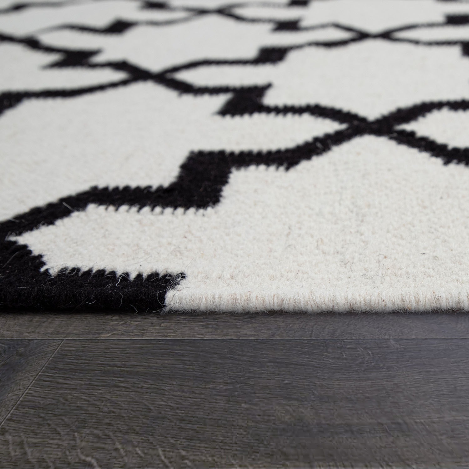 Paco Home Wollteppich »Kenitra 504«, rechteckig, 12 mm Höhe, Flachgewebe, reine Wolle, handgewebt, Scandi Design, mit Fransen
