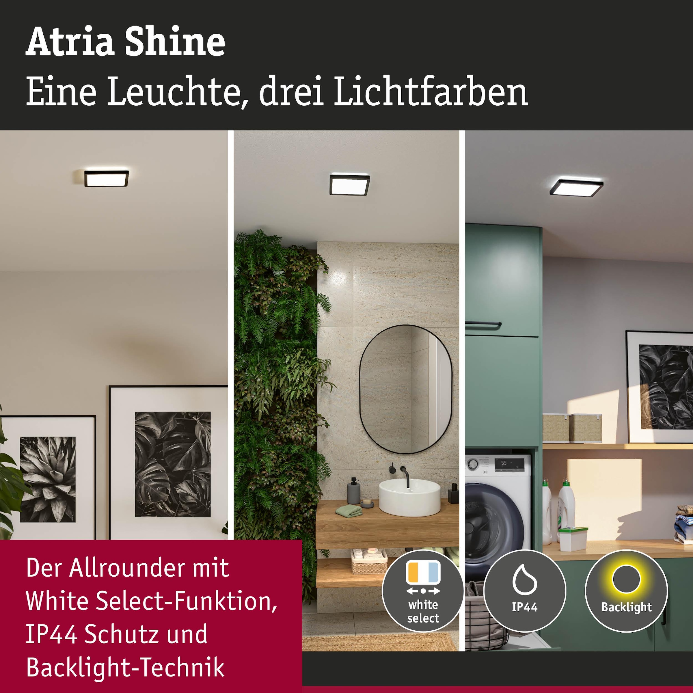 Paulmann LED Panel »Atria Shine 3000K IP44 White Select eckig« LED-Modul 1 Stk. Tageslichtweiß Farbwechsler