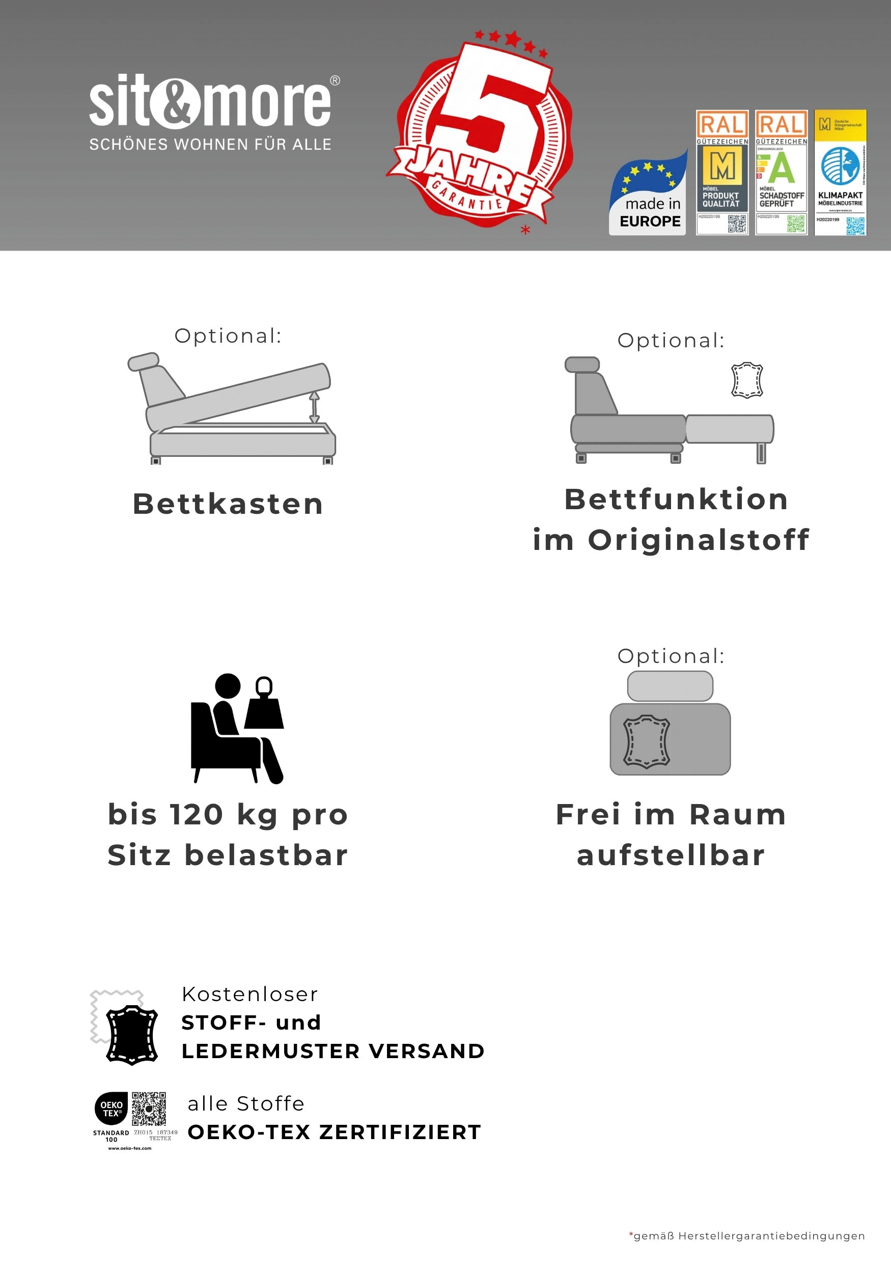 sit&more Polsterhocker »Vanity Leder, B: 103 cm«