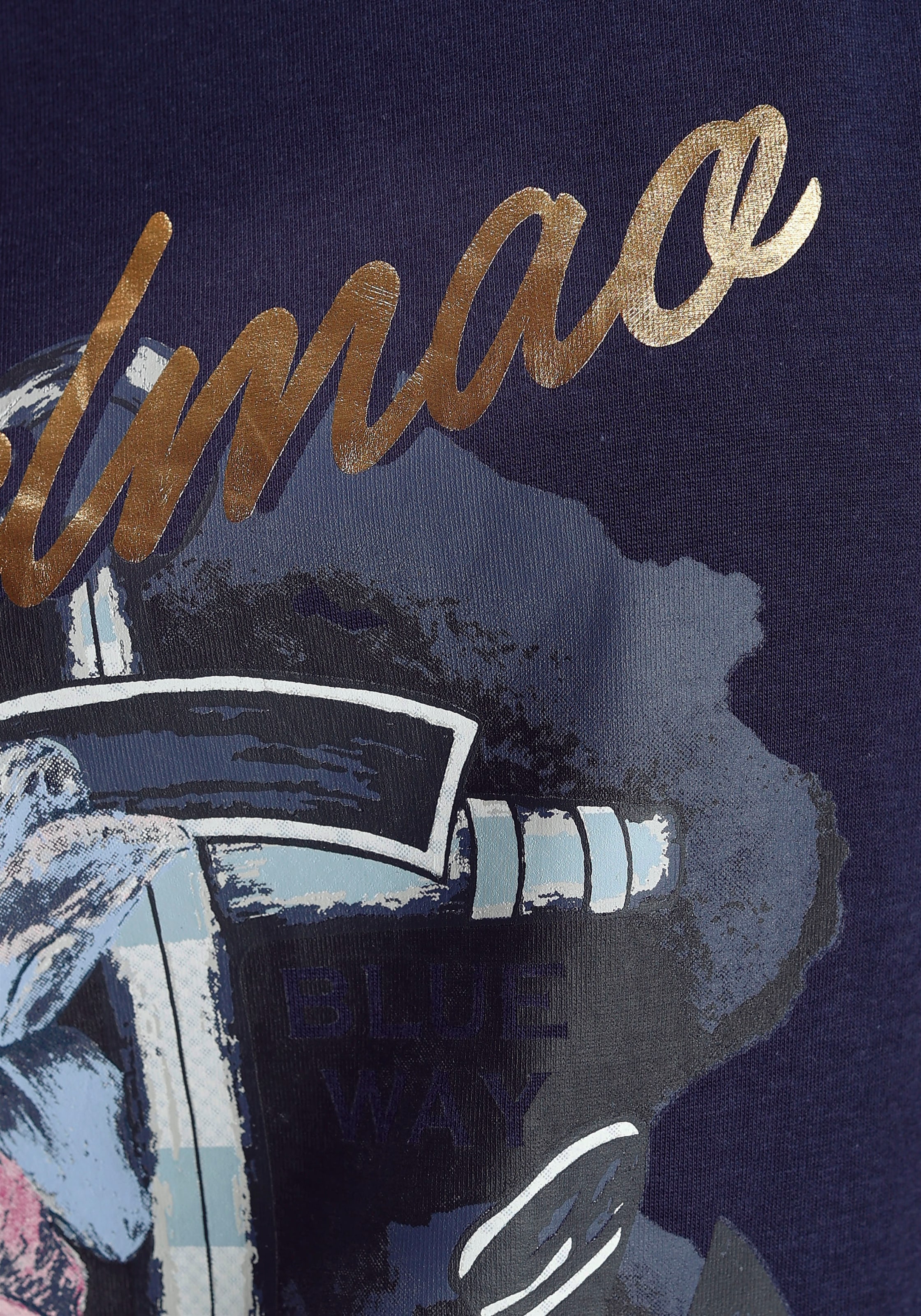 DELMAO Print-Shirt, MARKE! bei mit - geblümten ♕ Anker-Logodruck NEUE