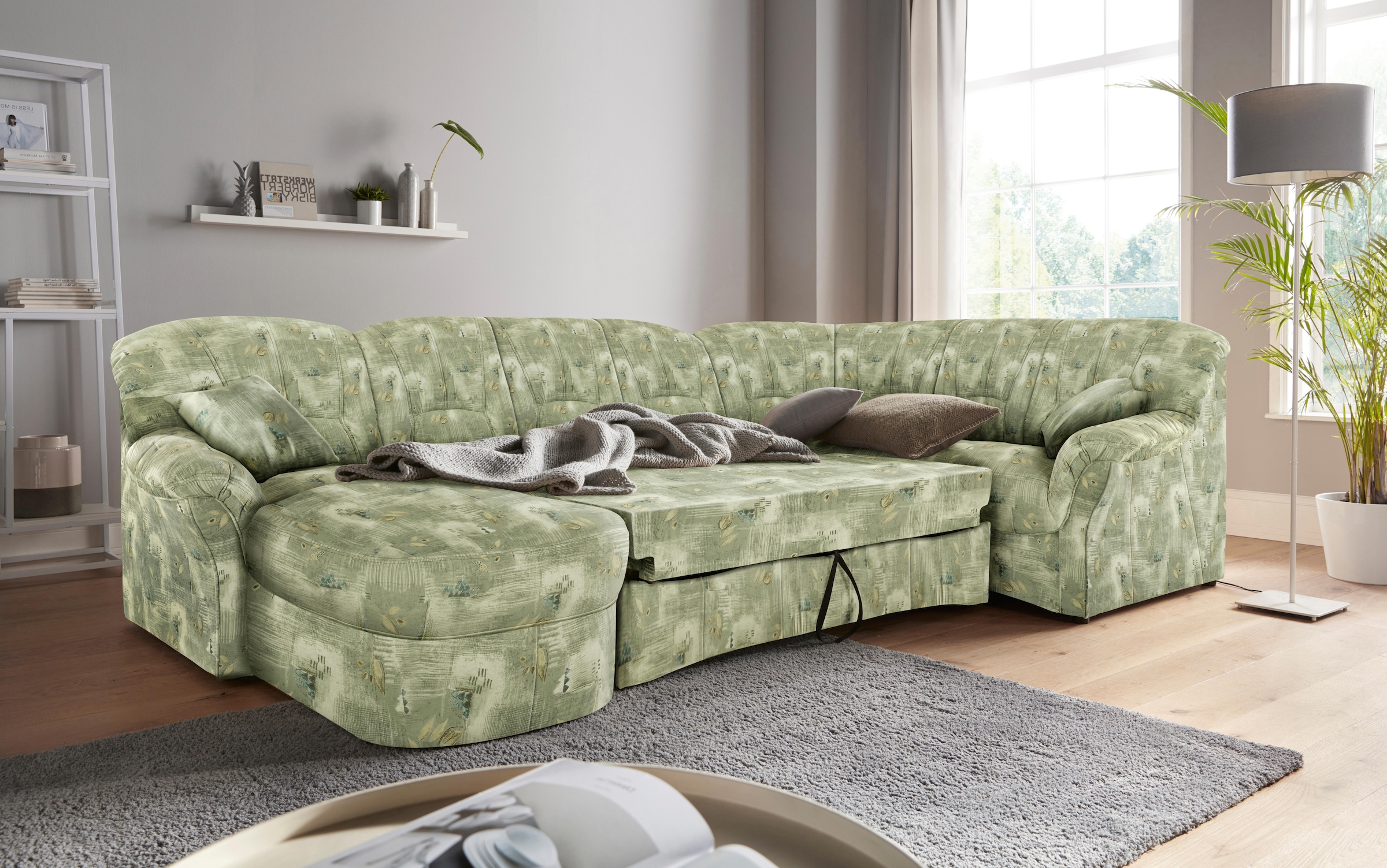 DOMO collection Wohnlandschaft »Bahia mit viel Platz, zeitloses Design, U-Form«, wahlweise mit Bettfunktion
