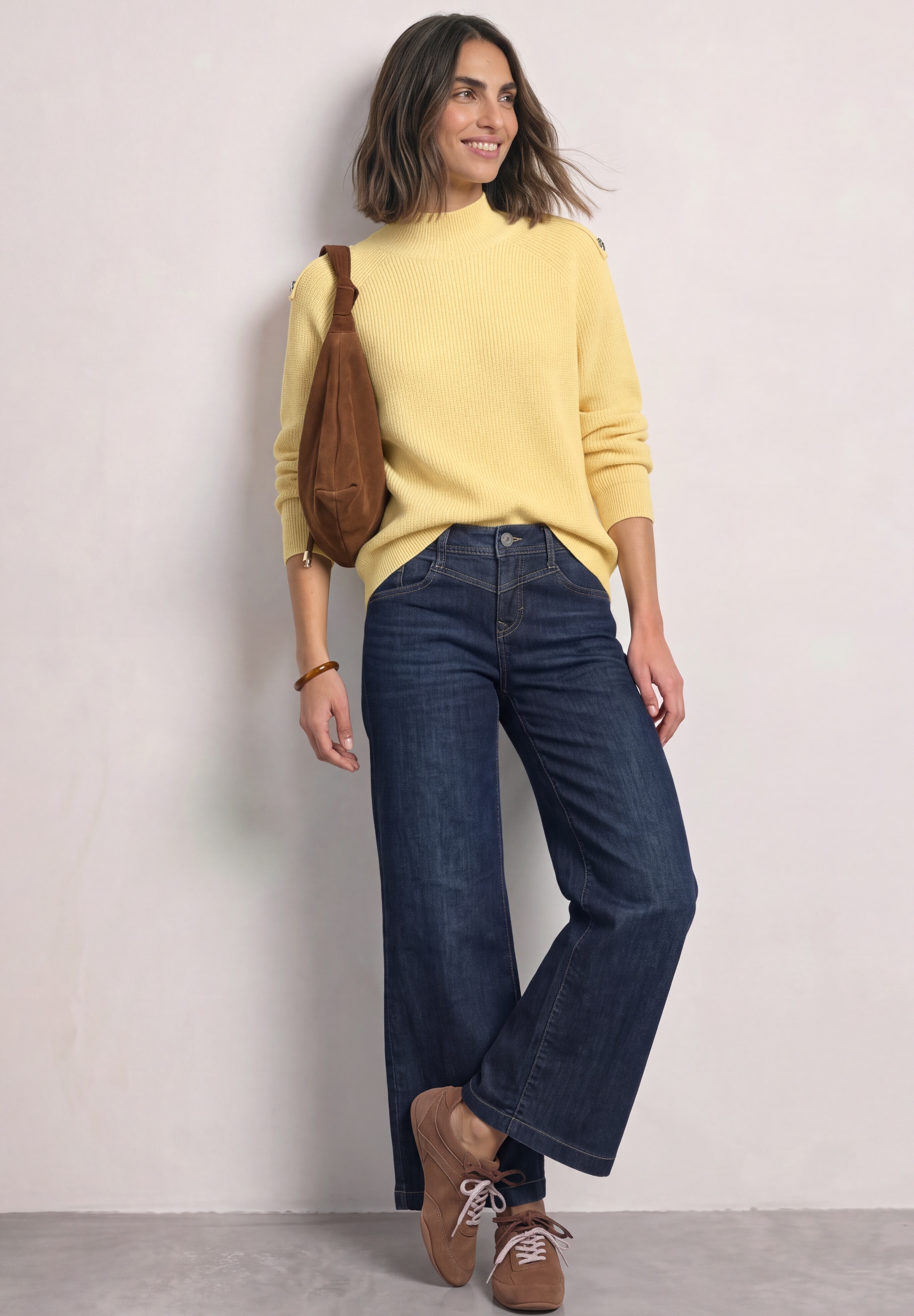 STREET ONE Stehkragenpullover Pullover mit Turtle Neck und Knopfdetails