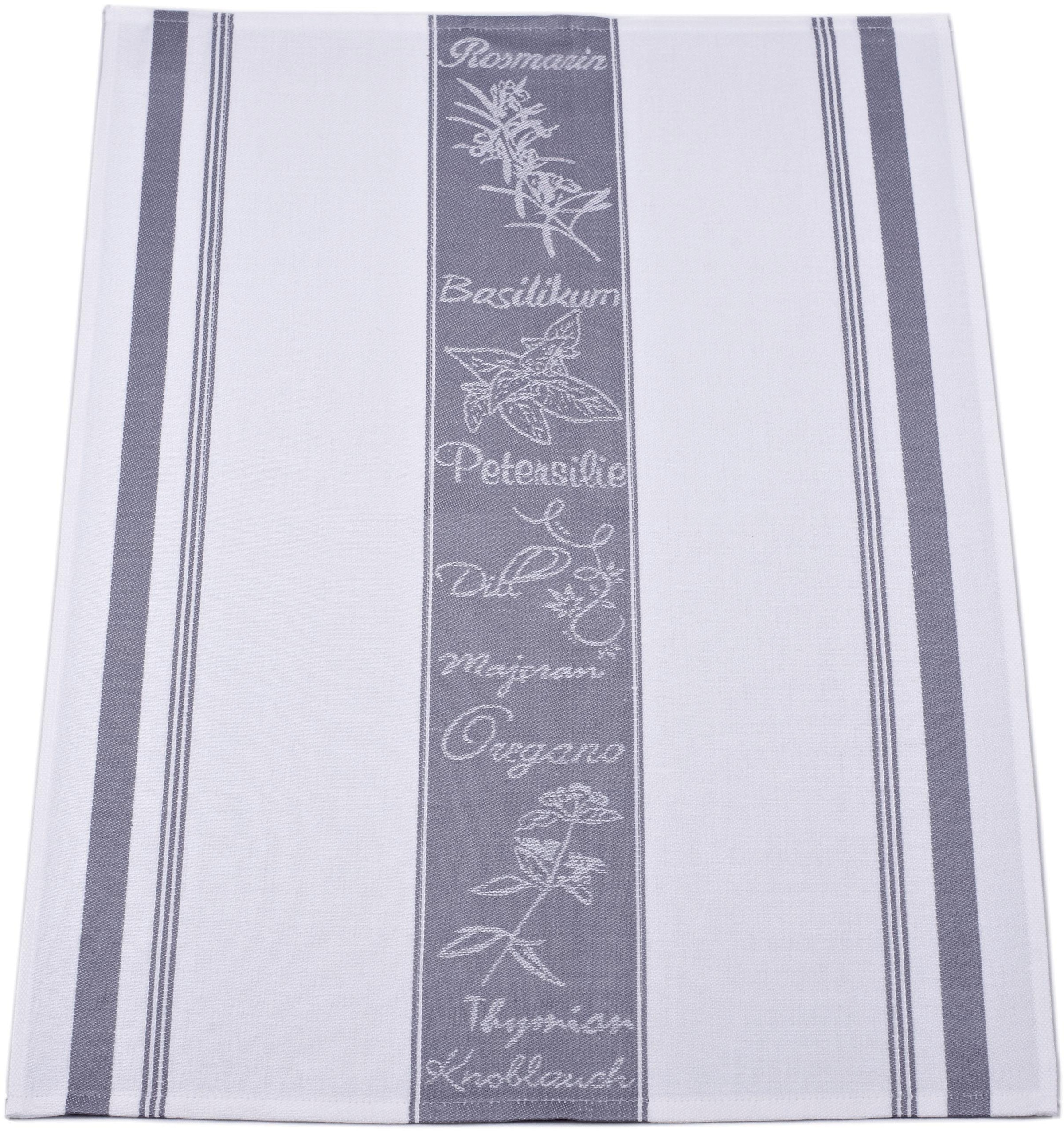 ROSS Geschirrtuch »Exclusiv«, (Set, 3 tlg.), 1x Küchen-Frottiertuch (Streifen) und 2 Geschirrtücher (Gartenkräuter)