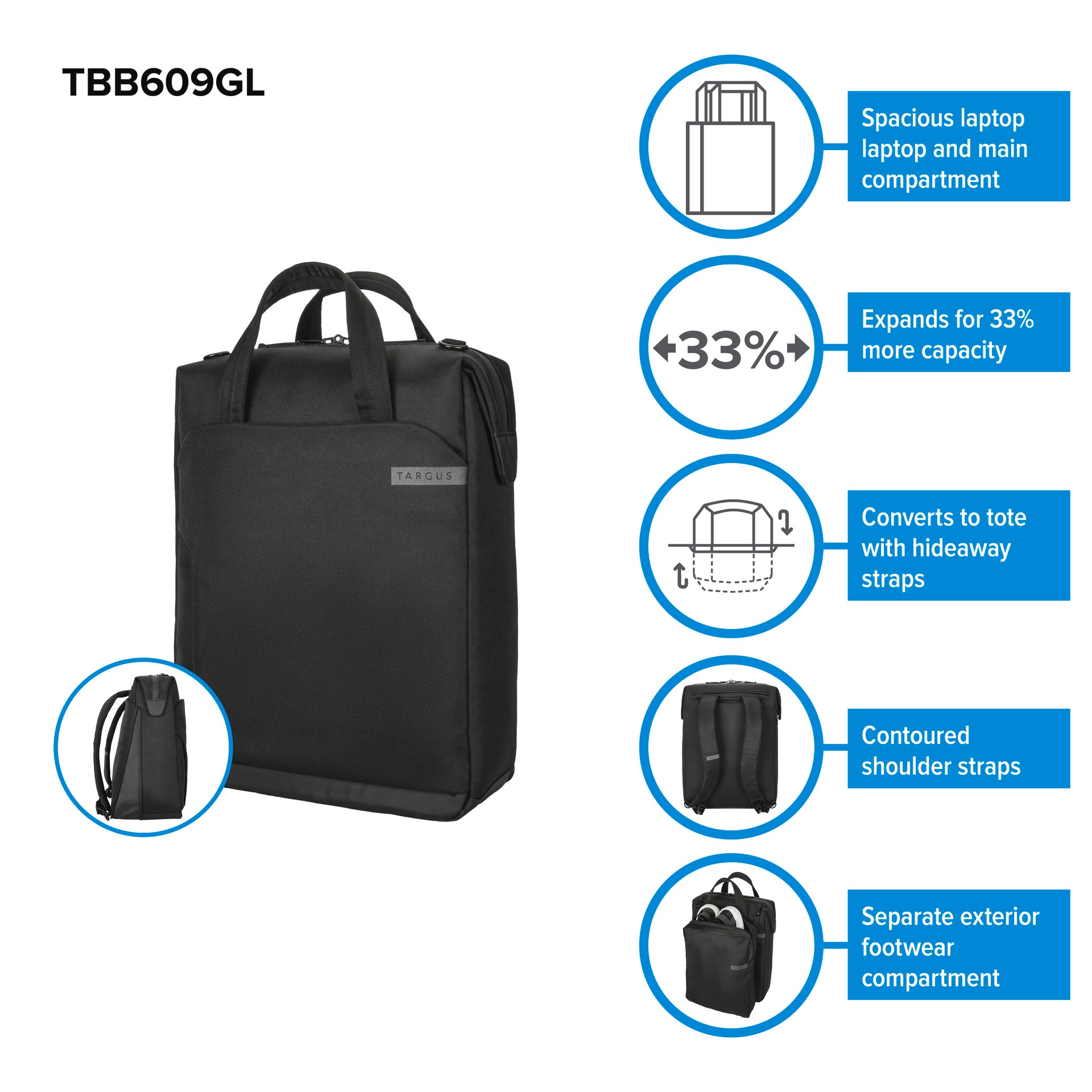 Targus Notebook-Rucksack »15.6 Work Garantie Tote XXL Convertible Backpack« ➥ | UNIVERSAL Jahre 3