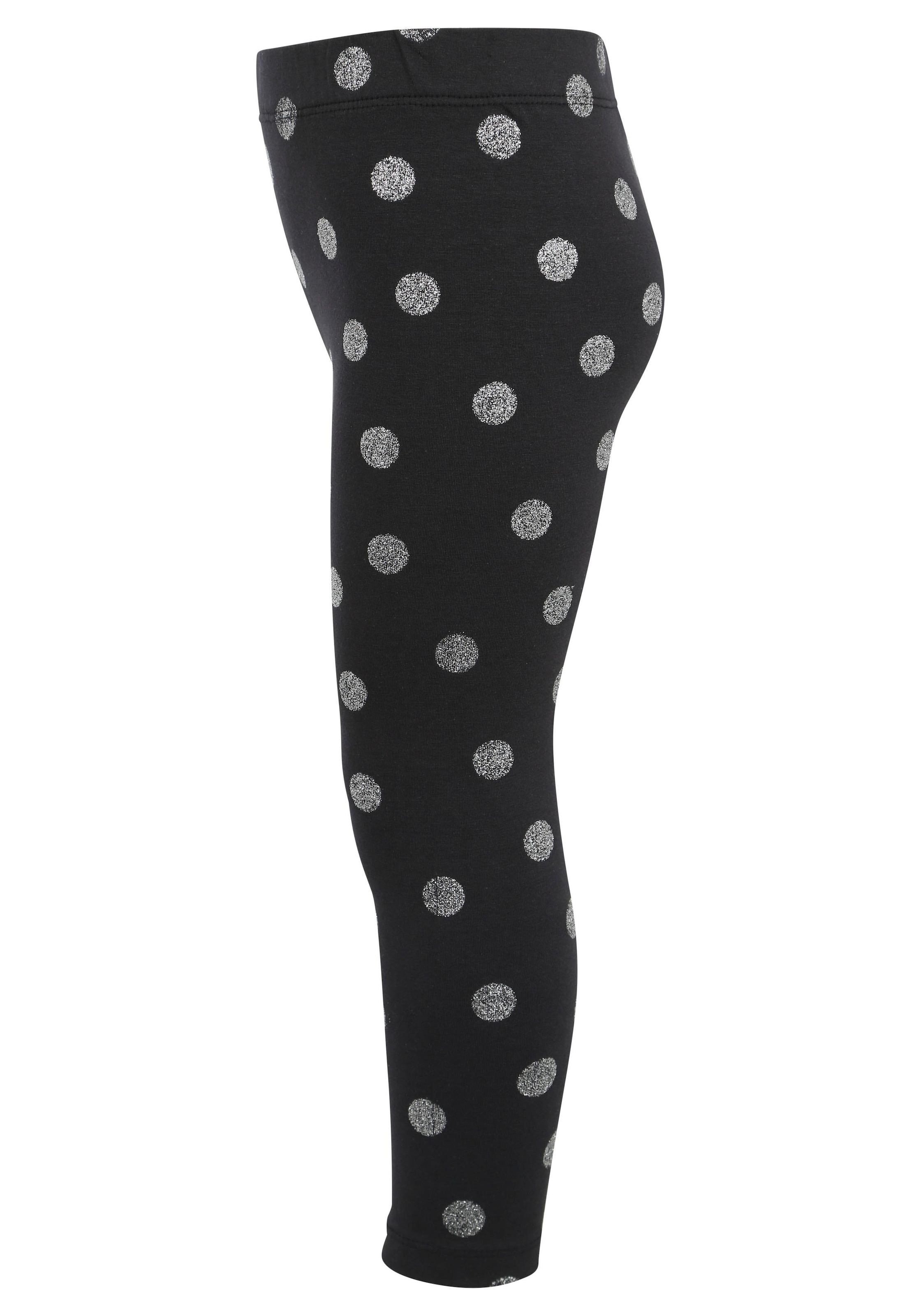 bei Glitzerdruck mit ♕ 2 Leggings, KIDSWORLD tlg.), (Packung,