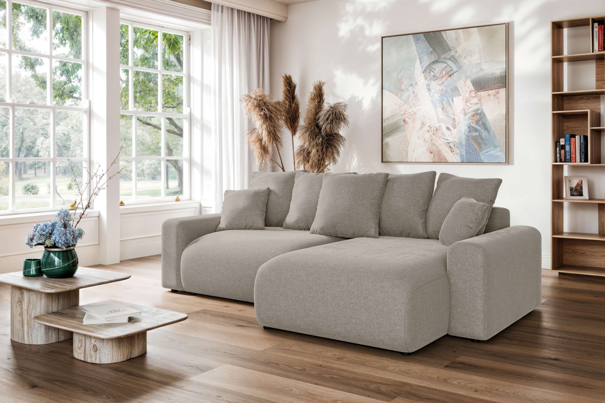 Home affaire Ecksofa »LAKESIDE klein mit Bettfunktion und Bettkasten, B/T/H 235/142/84 cm«, L-Form, Recamiere beidseitig montierbar, mit Wellenunterfederung
