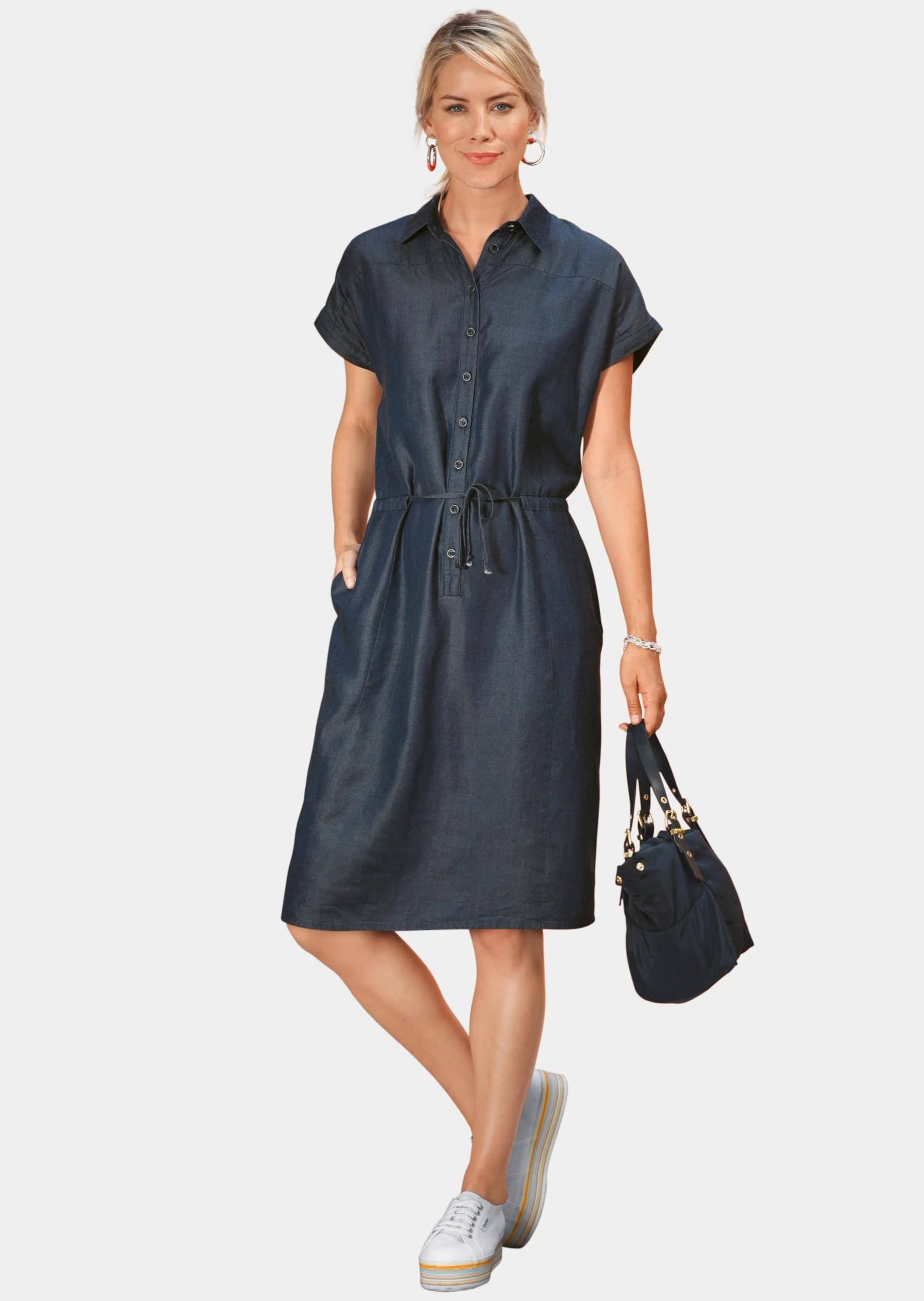 GOLDNER Midikleid »Modernes Tencel-Kleid mit Bindedetail«