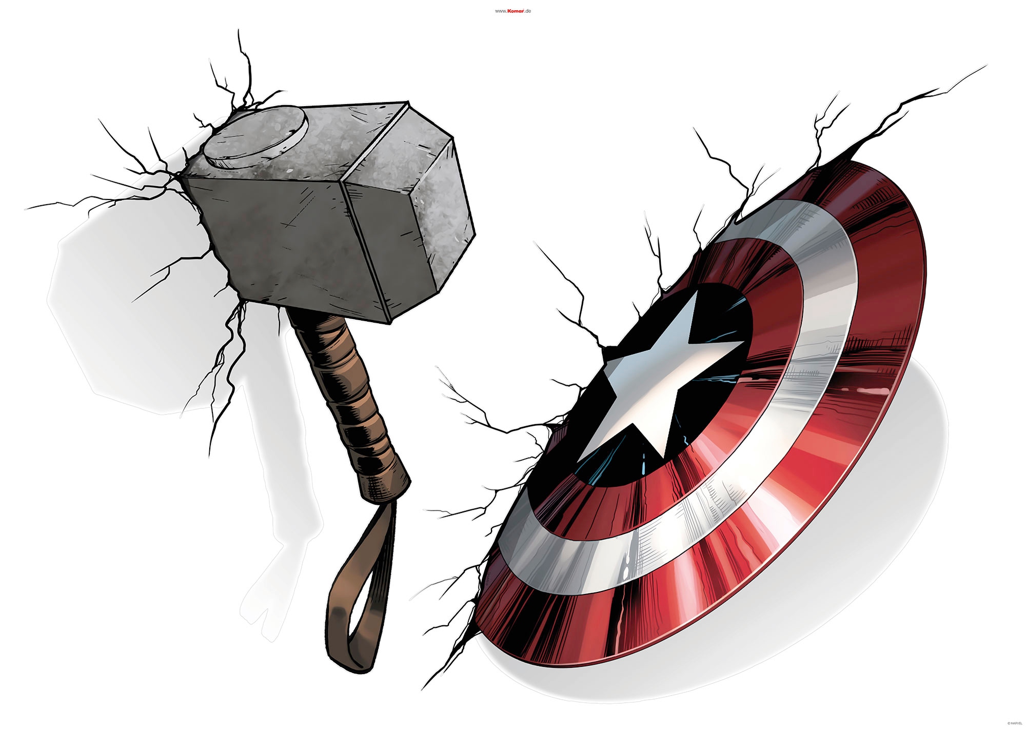 Komar Wandtattoo »Avengers Hammer & Shield«, (4 St.), 100x70 cm (Breite x  Höhe), selbstklebendes Wandtattoo online kaufen | mit 3 Jahren XXL Garantie
