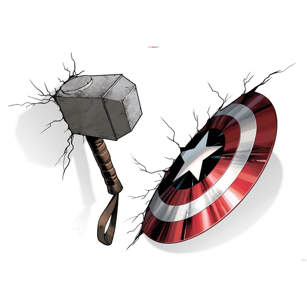 Komar Wandtattoo »Avengers Hammer & Shield«, (4 St.)