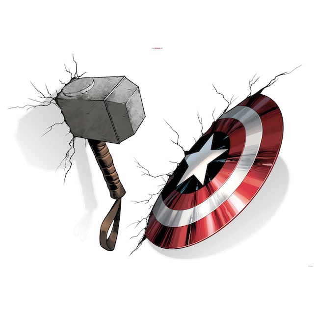 Komar Wandtattoo »Avengers Hammer & Shield«, (4 St.), 100x70 cm (Breite x  Höhe), selbstklebendes Wandtattoo online kaufen | mit 3 Jahren XXL Garantie