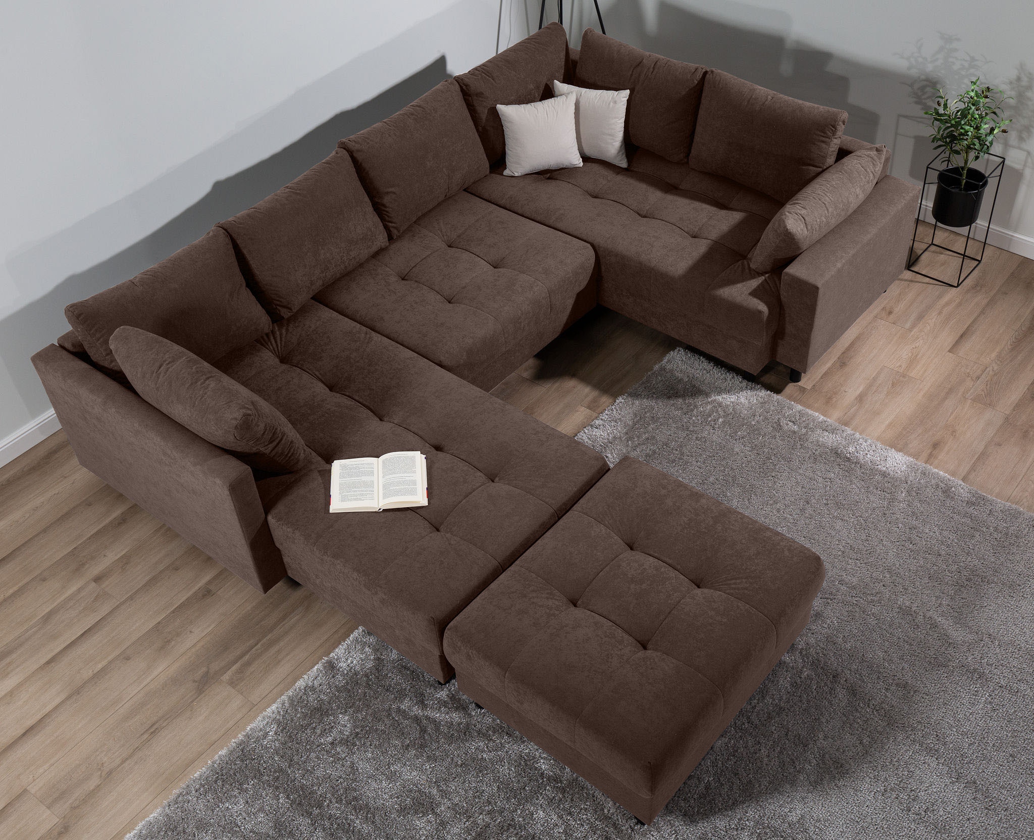 COLLECTION AB Wohnlandschaft »Toni U-Form, B: 298 cm« Set: Sofa & Hocker, 2 Zierkissen, Federkern