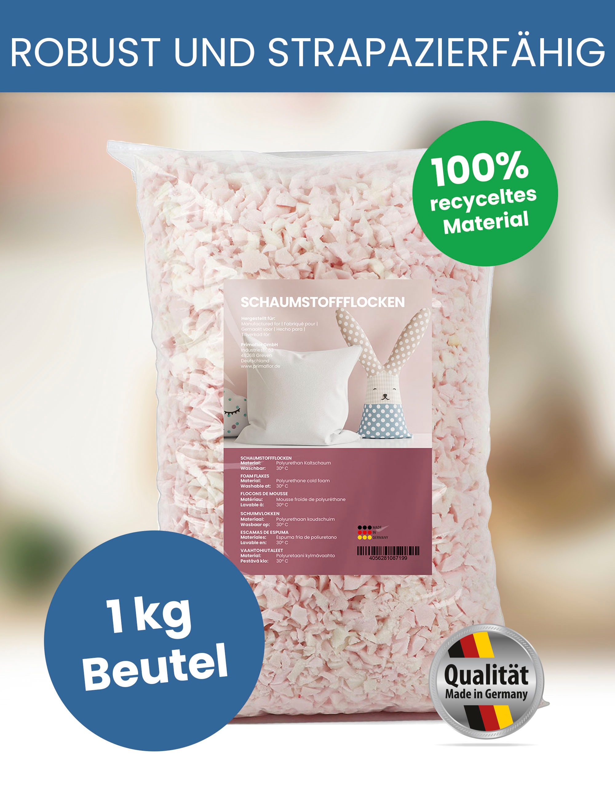 Primaflor-Ideen in Textil Kissenfüllung »Schaumstoffflocken« Füllmaterial für Kissen, Polster, Kuscheltiere & Puppen, waschbar