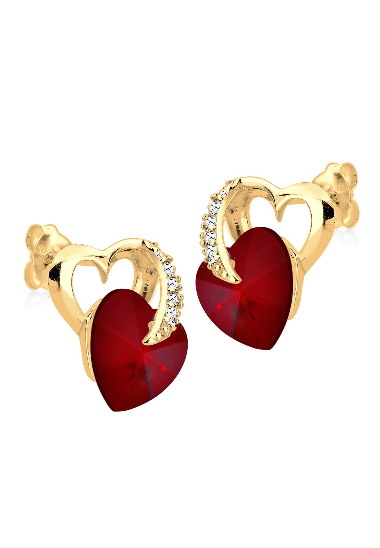 Elli Paar Ohrstecker »Ohrringe Herz Liebe 925 Silber, mit Kristallen von Swarovski®«